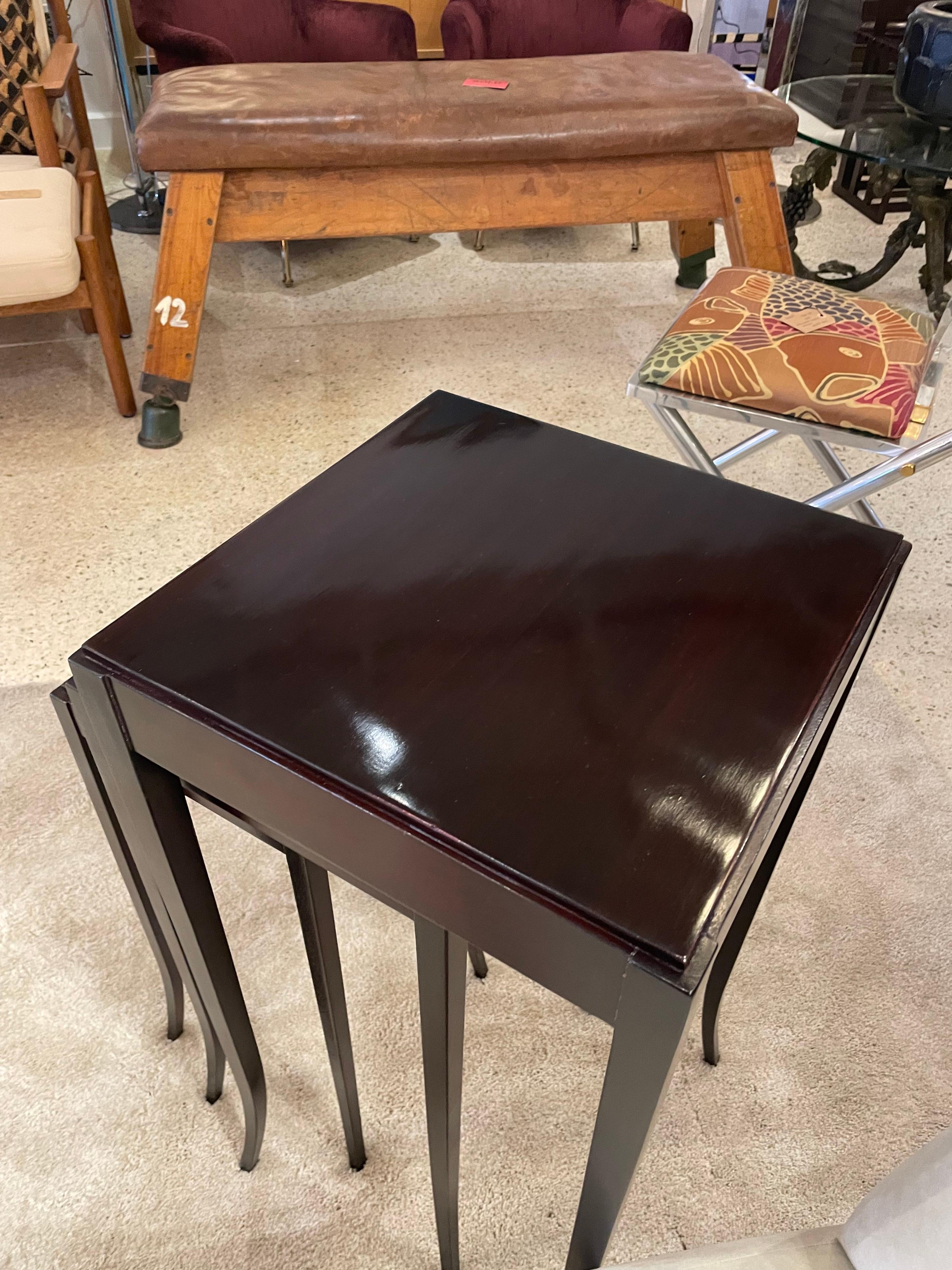 American Nesting Tables in Dark Mahogany for Baker Furniture, 3 in the Set For Sale