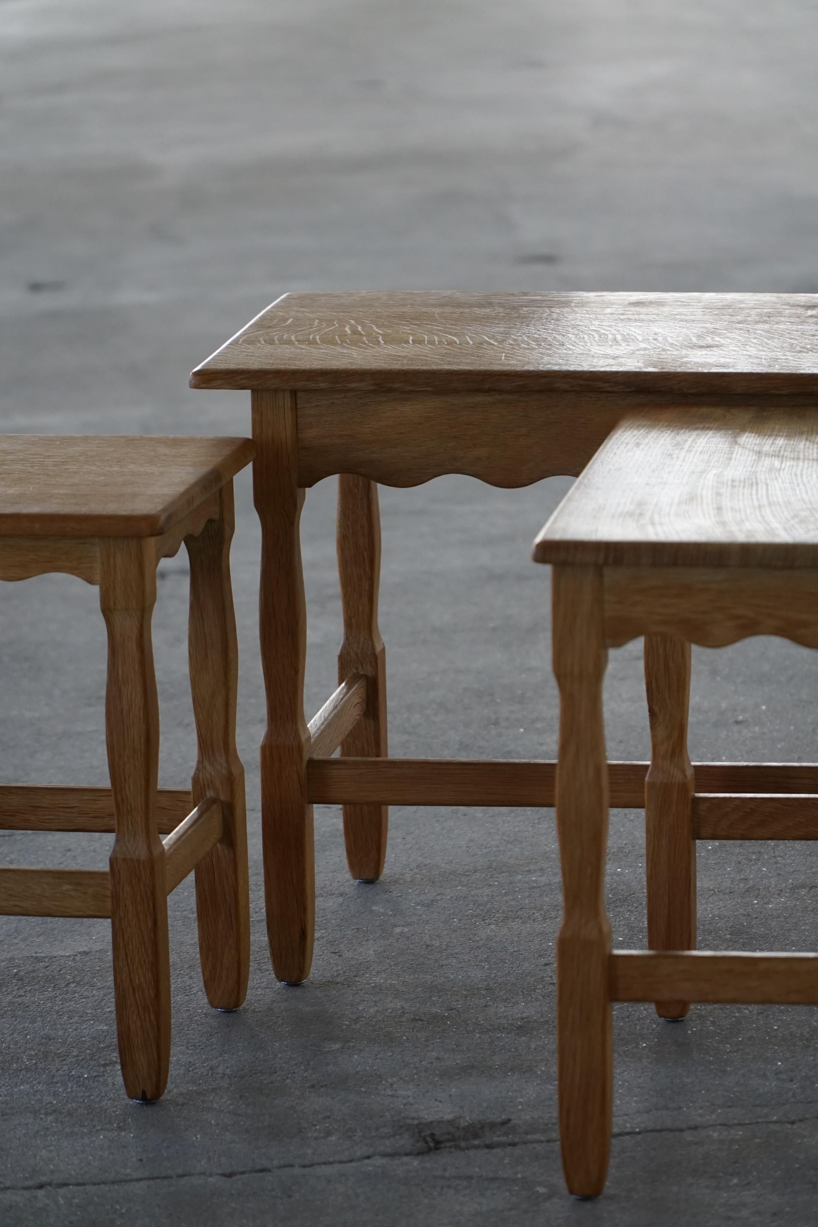 Nesting Tables in Oak, Made by a Danish Cabinetmaker, Mid Century Modern, 1960s For Sale 7