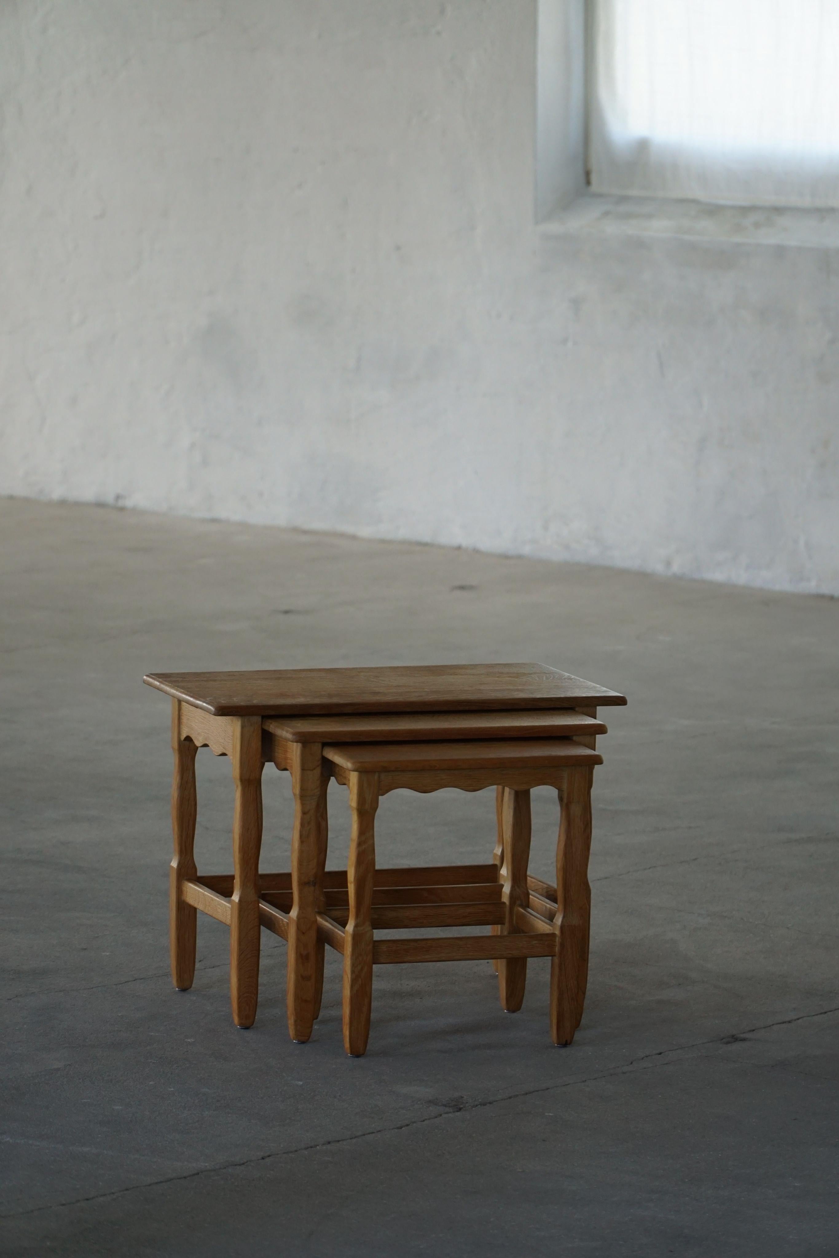Nesting Tables in Oak, Made by a Danish Cabinetmaker, Mid Century Modern, 1960s For Sale 8