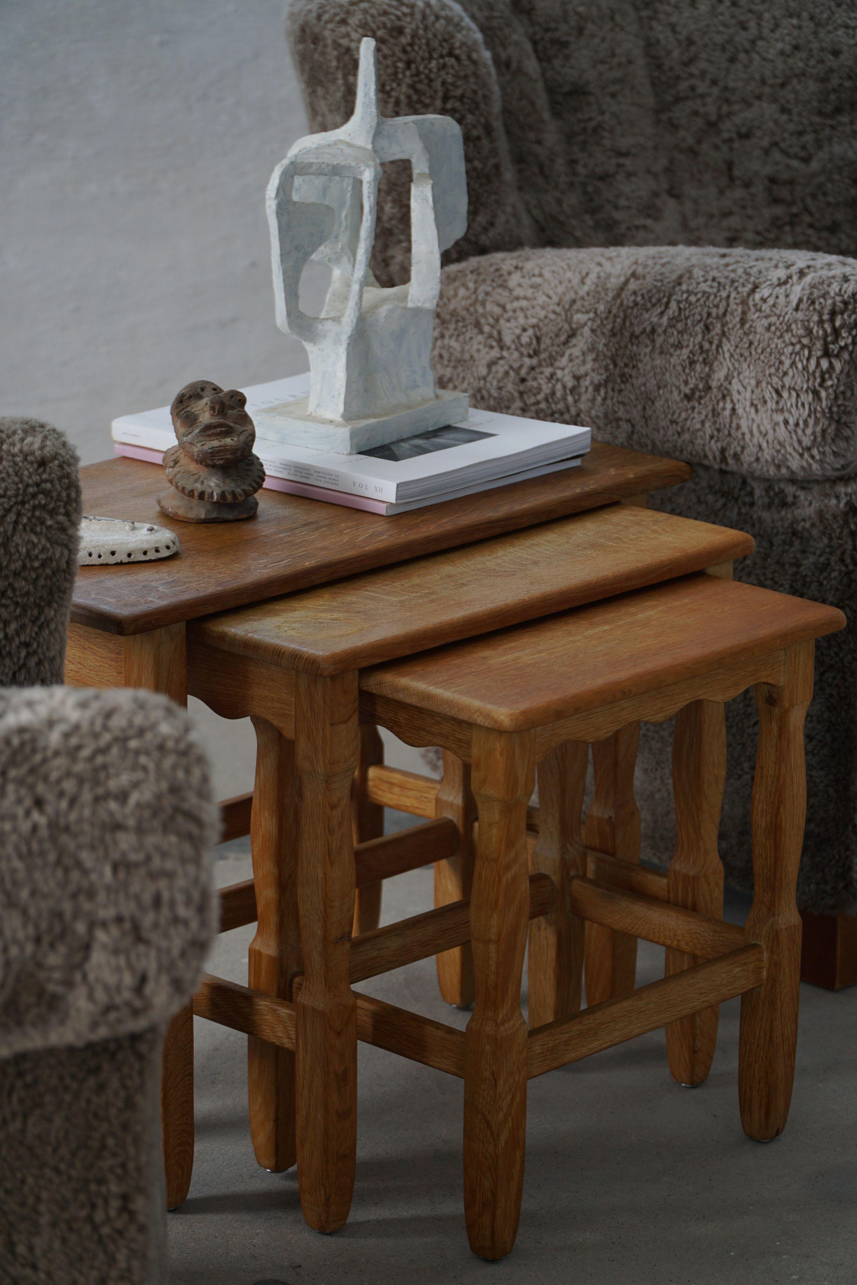 Nesting Tables in Oak, Made by a Danish Cabinetmaker, Mid Century Modern, 1960s For Sale 11