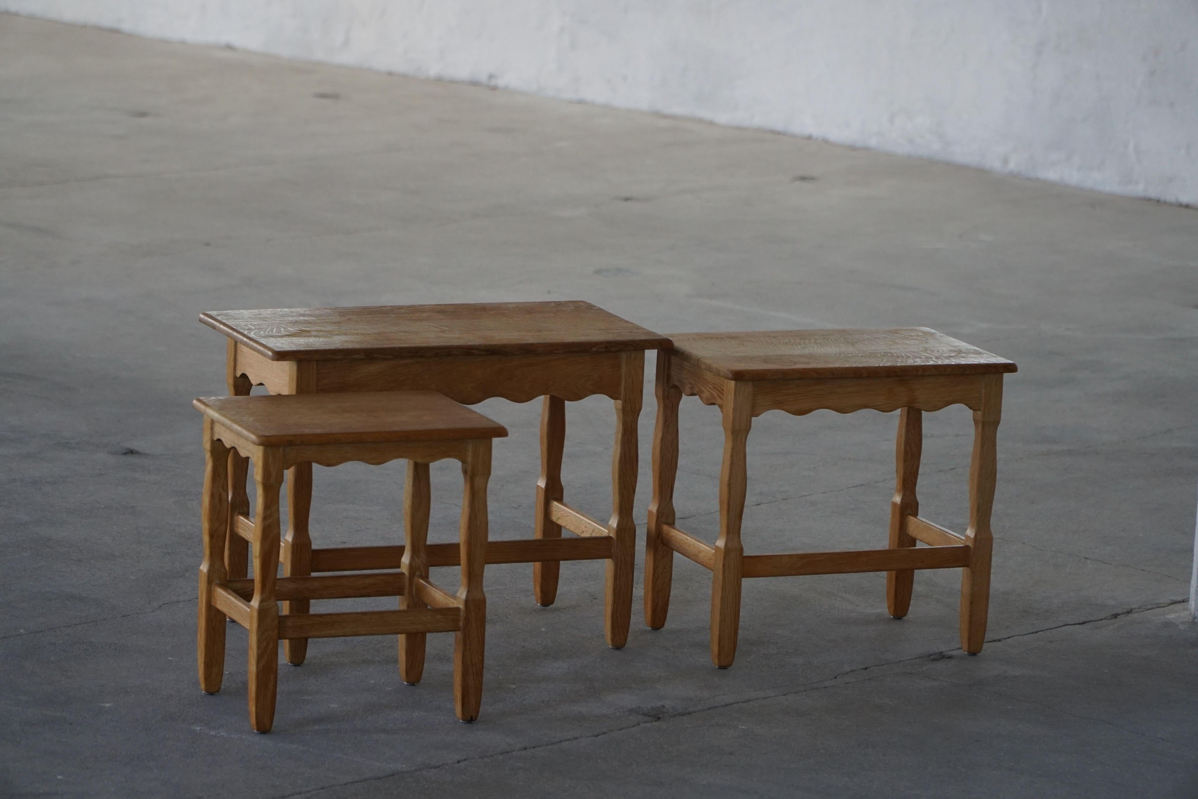 Nesting Tables in Oak, Made by a Danish Cabinetmaker, Mid Century Modern, 1960s For Sale 15