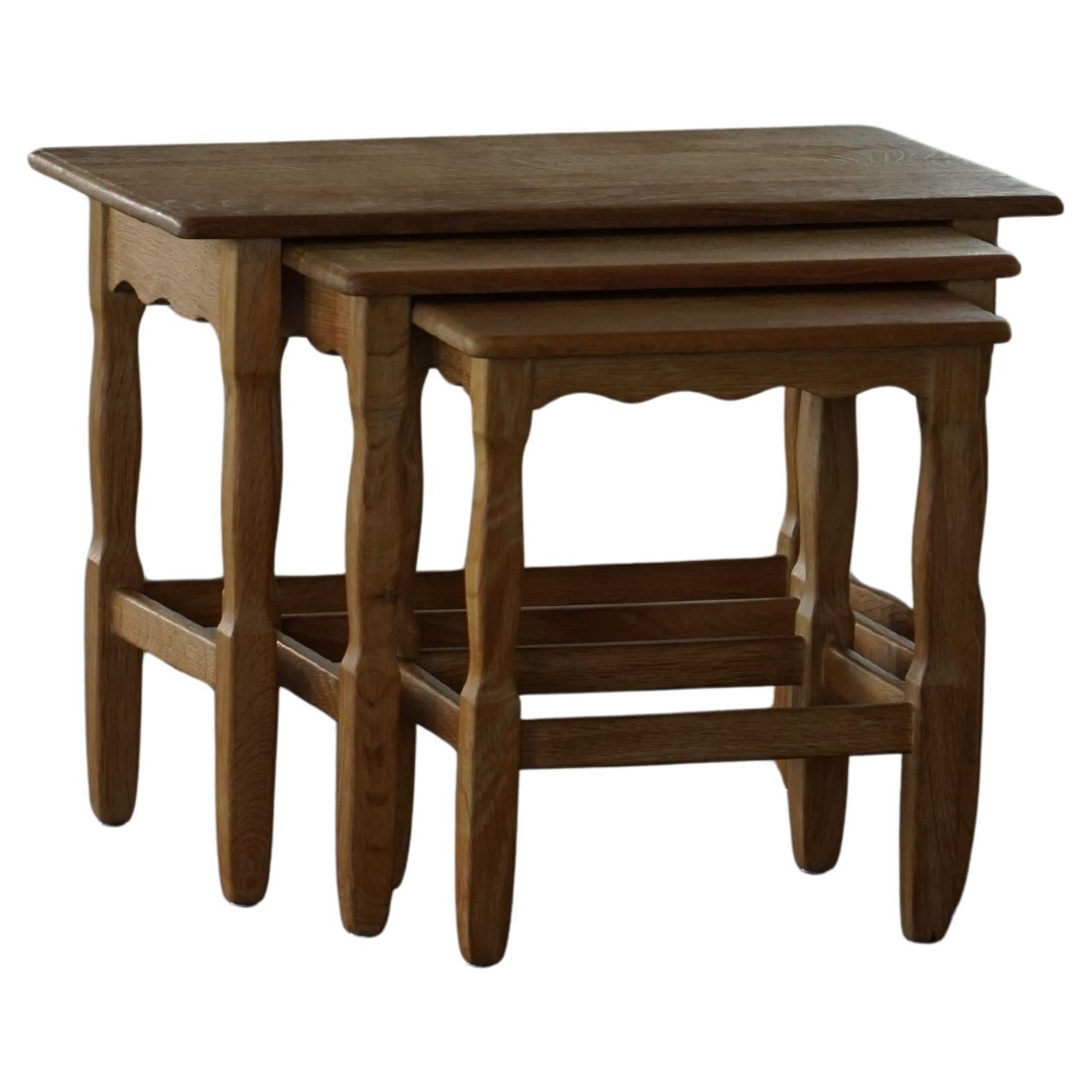 Nesting Tables in Oak, Made by a Danish Cabinetmaker, Mid Century Modern, 1960s For Sale