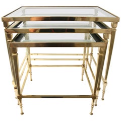  Nesting Tables in Polished Brass and Glass