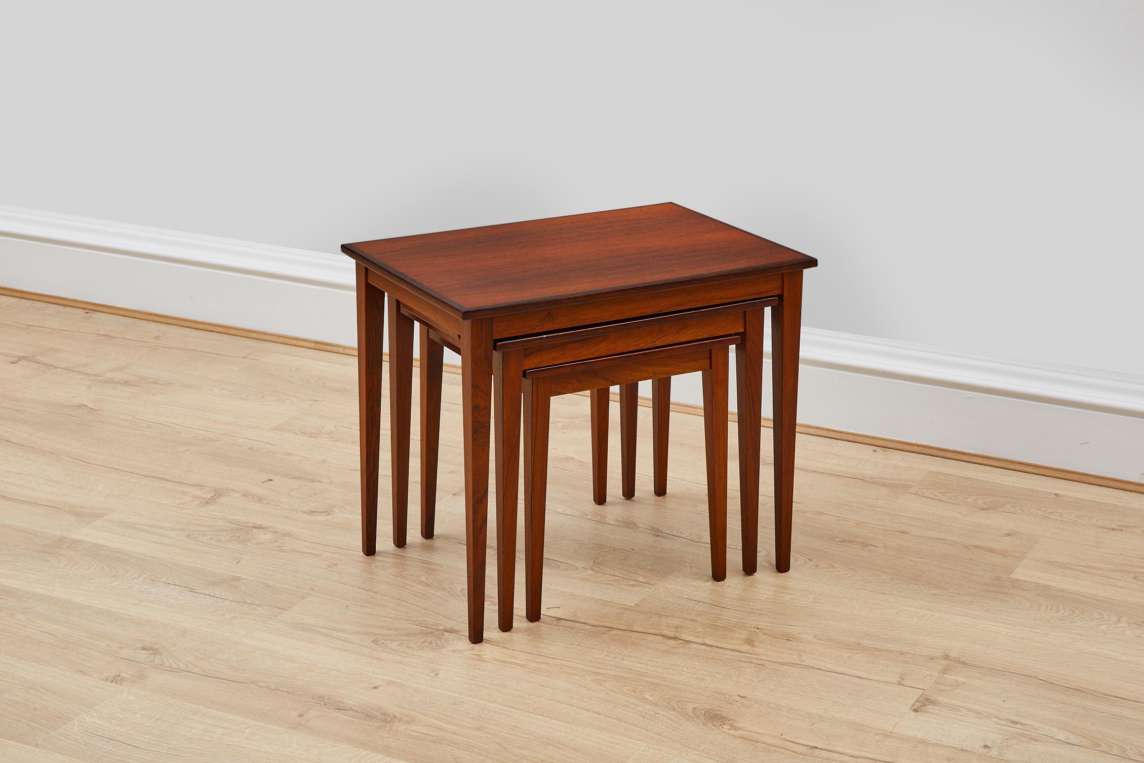 Nesting Tables in Rosewood. Made in Denmark 1960's In Good Condition In London, GB