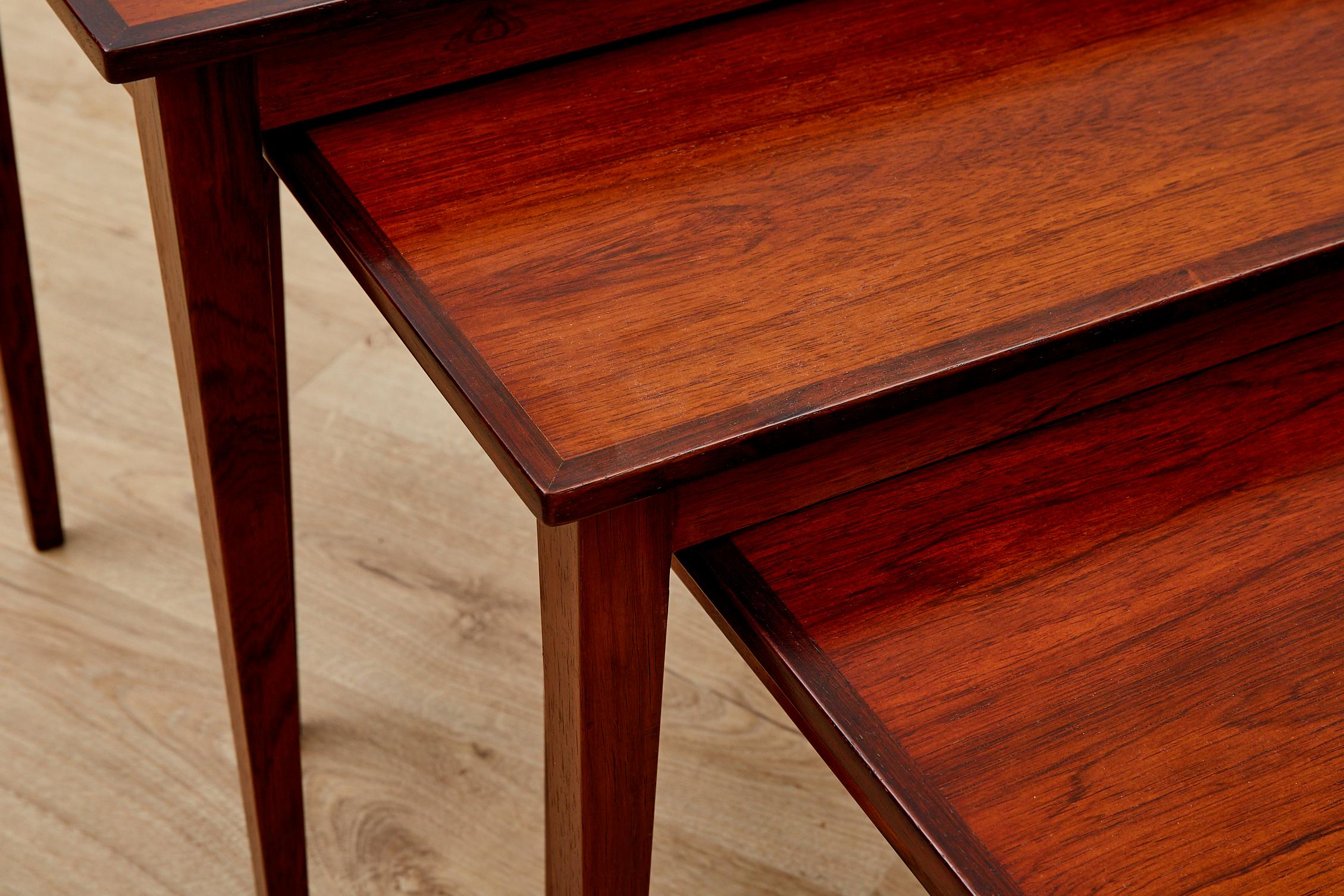 Nesting Tables in Rosewood. Made in Denmark 1960's 3