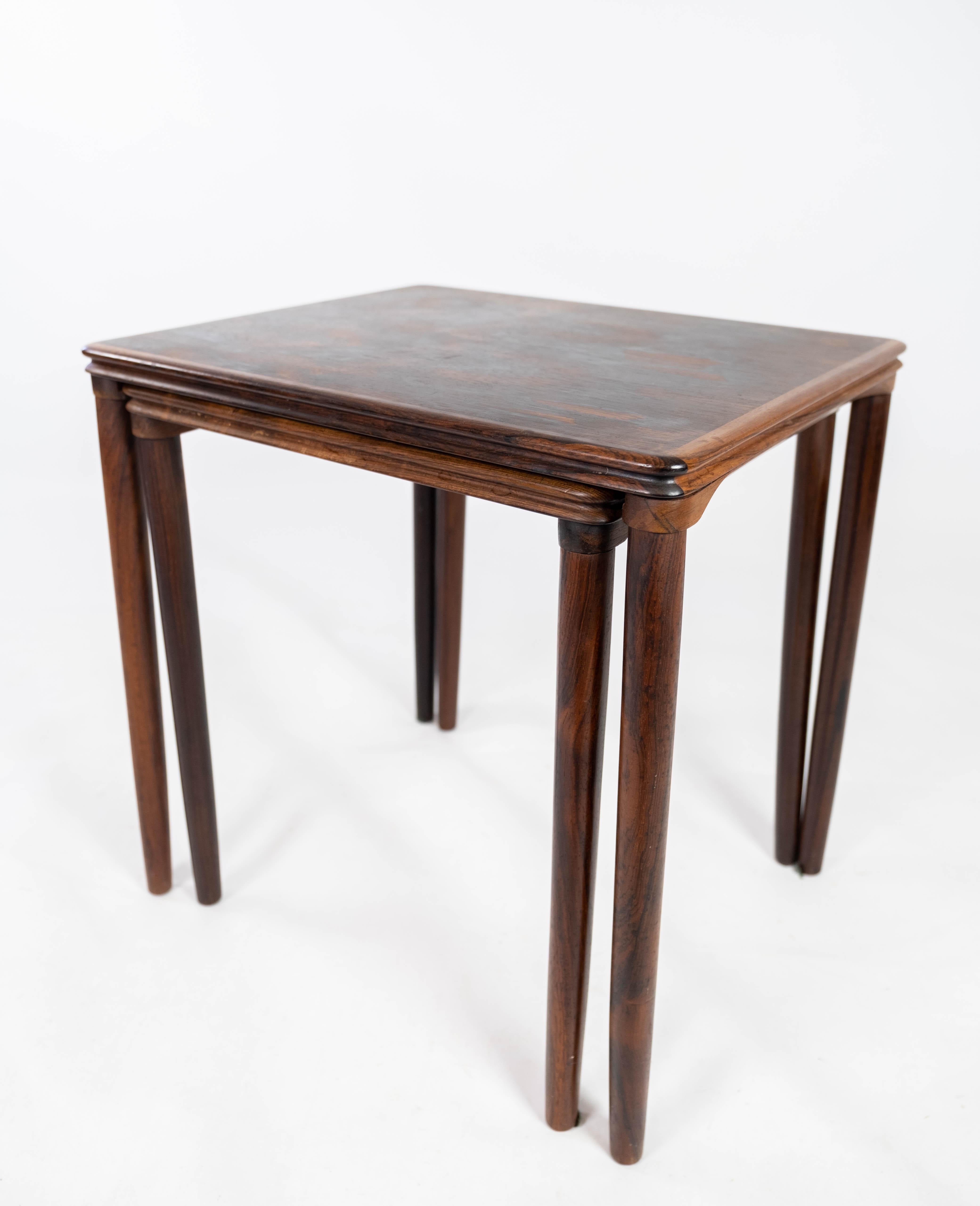 Mid-20th Century Nesting Tables in Rosewood of Danish Design from the 1960s For Sale