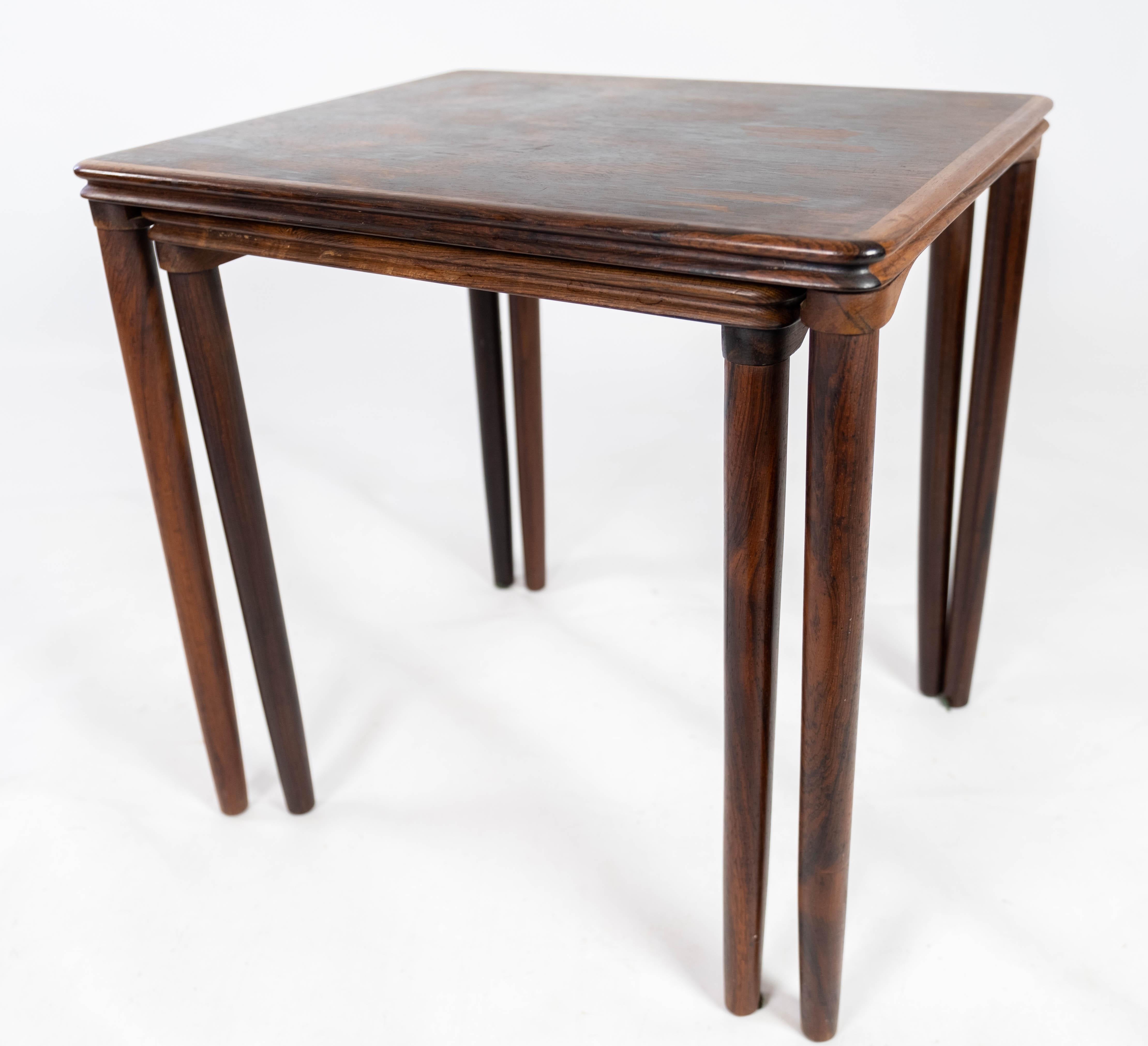 Nesting Tables in Rosewood of Danish Design from the 1960s For Sale 1