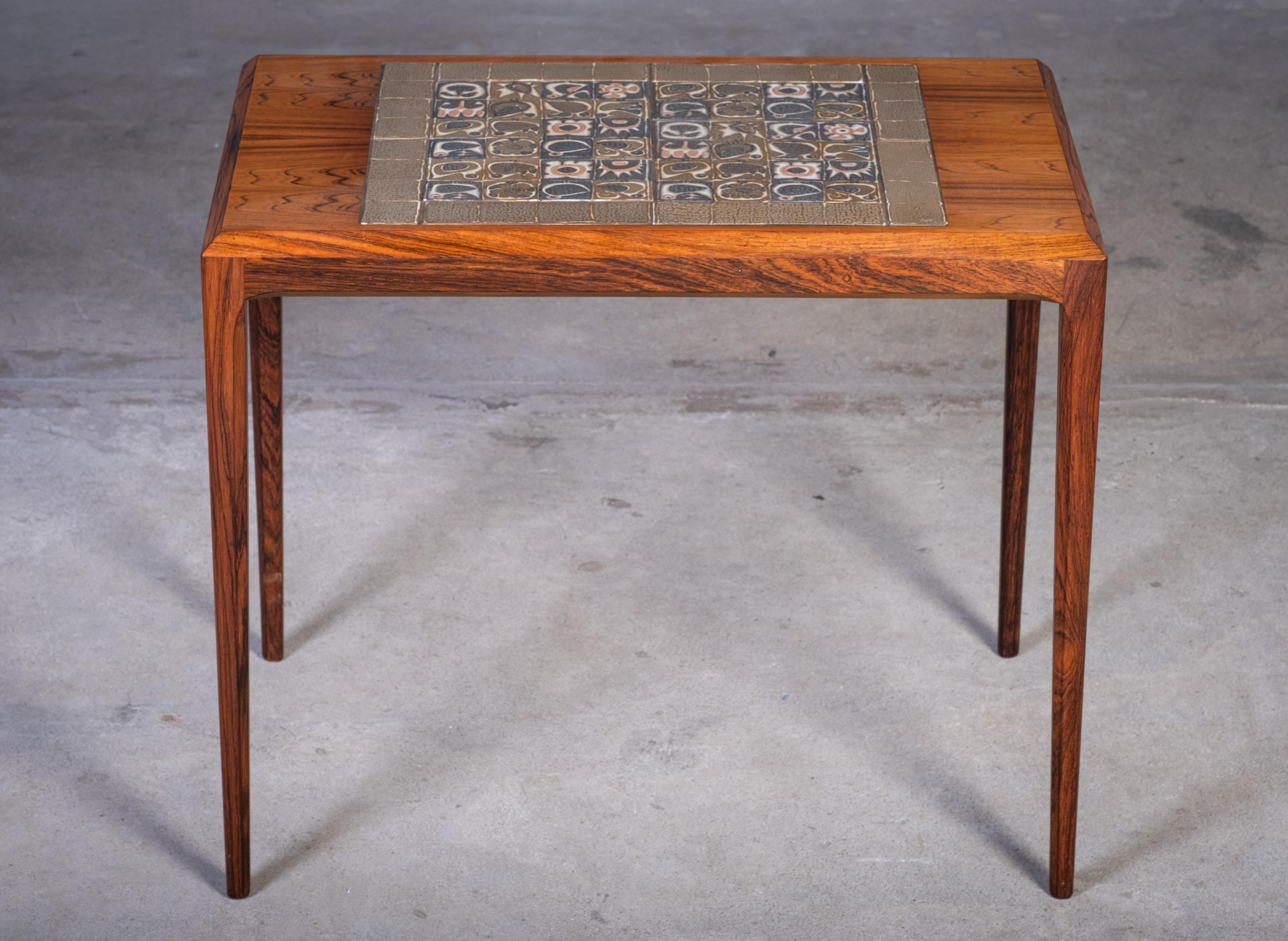 Danish Nesting Tables in Rosewood with Tiles by Johannes Andersen for CFC, 1960s For Sale