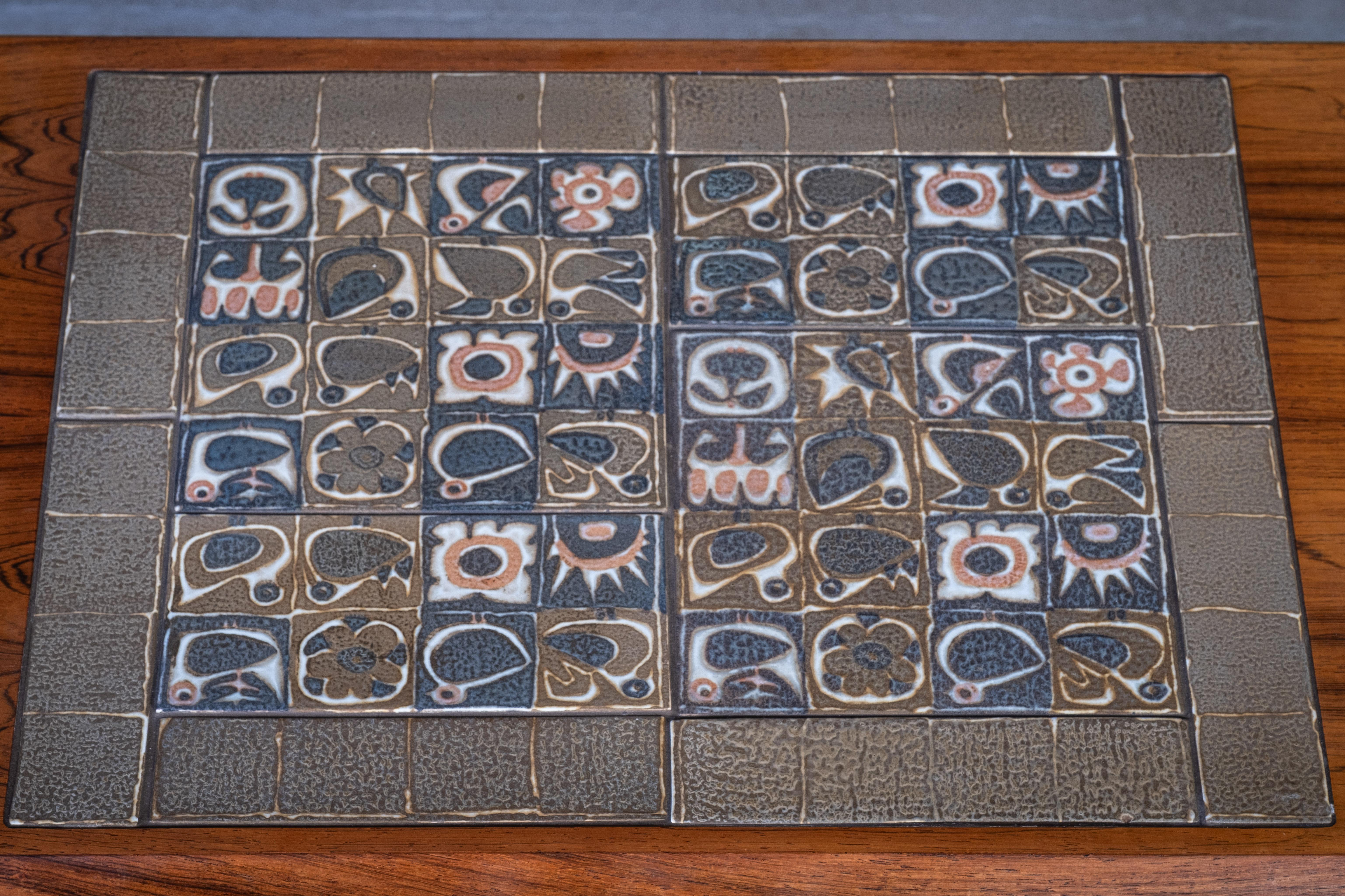 Nesting Tables in Rosewood with Tiles by Johannes Andersen for CFC, 1960s In Good Condition For Sale In Nørre Aaby, DK