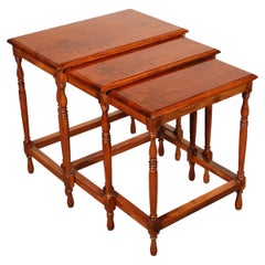 Nesting Tables In Satin-wood And Brass Inlays
