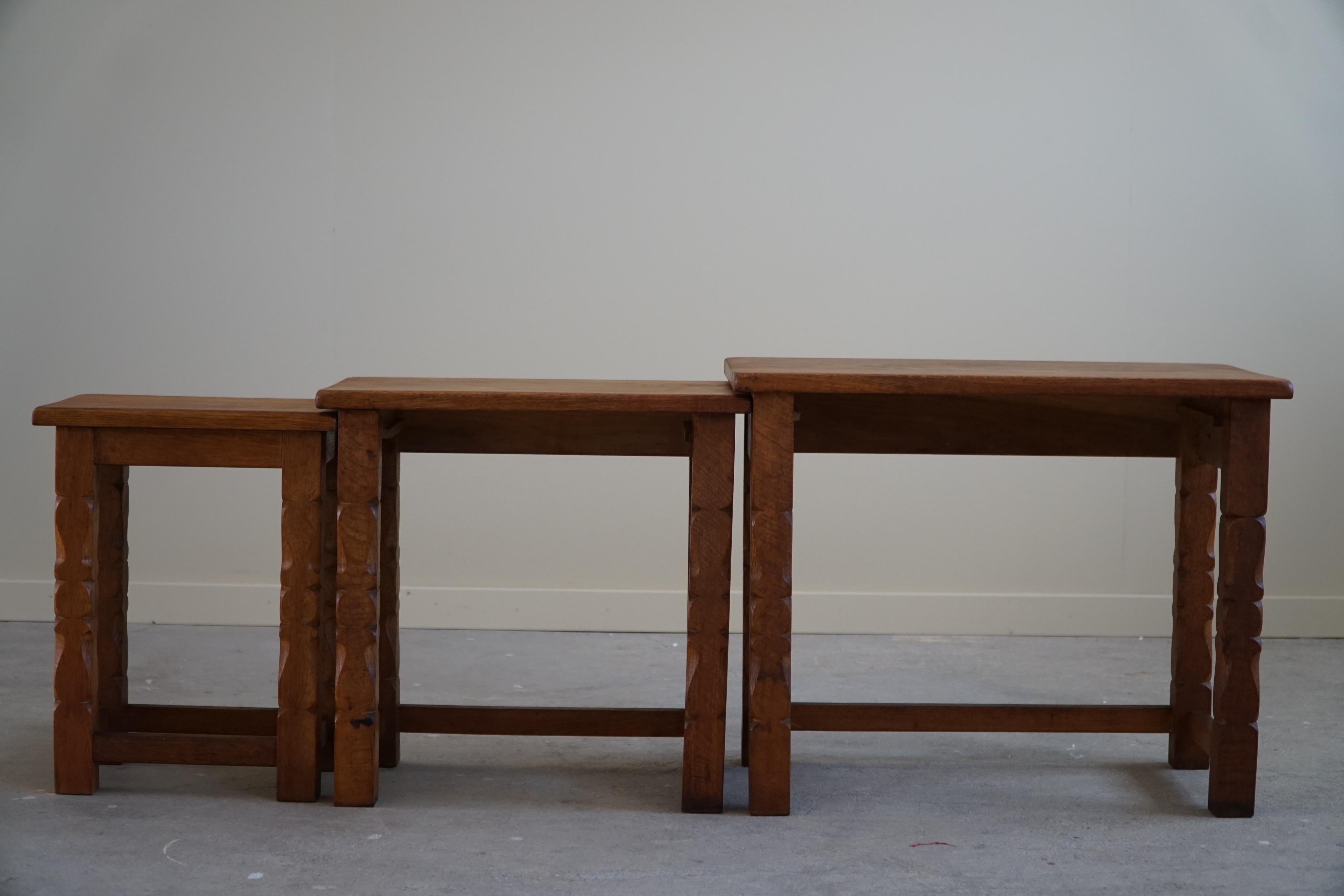 Nesting Tables in Solid Oak by a Danish Cabinetmaker, 1960s 5