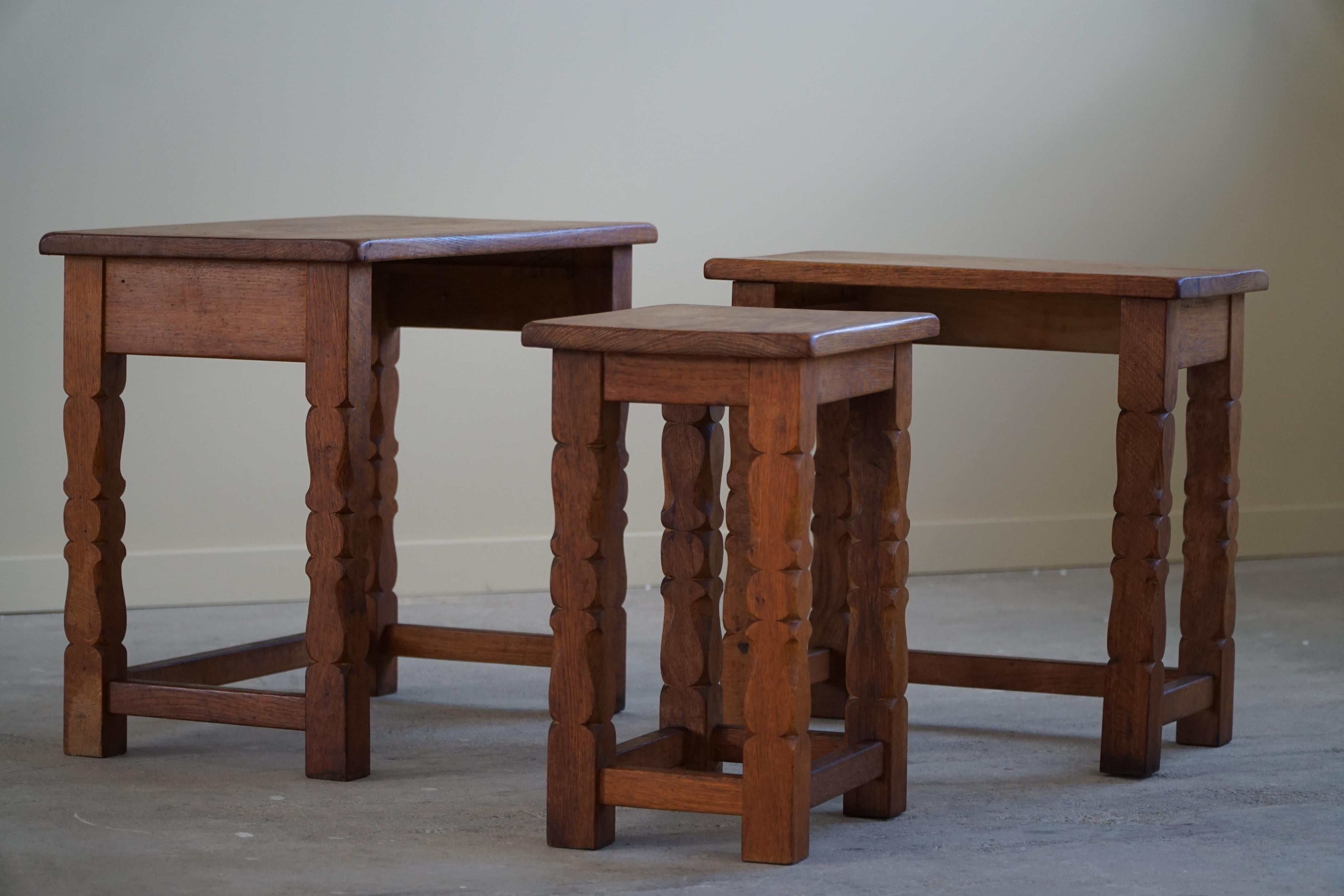 Nesting Tables in Solid Oak by a Danish Cabinetmaker, 1960s 6
