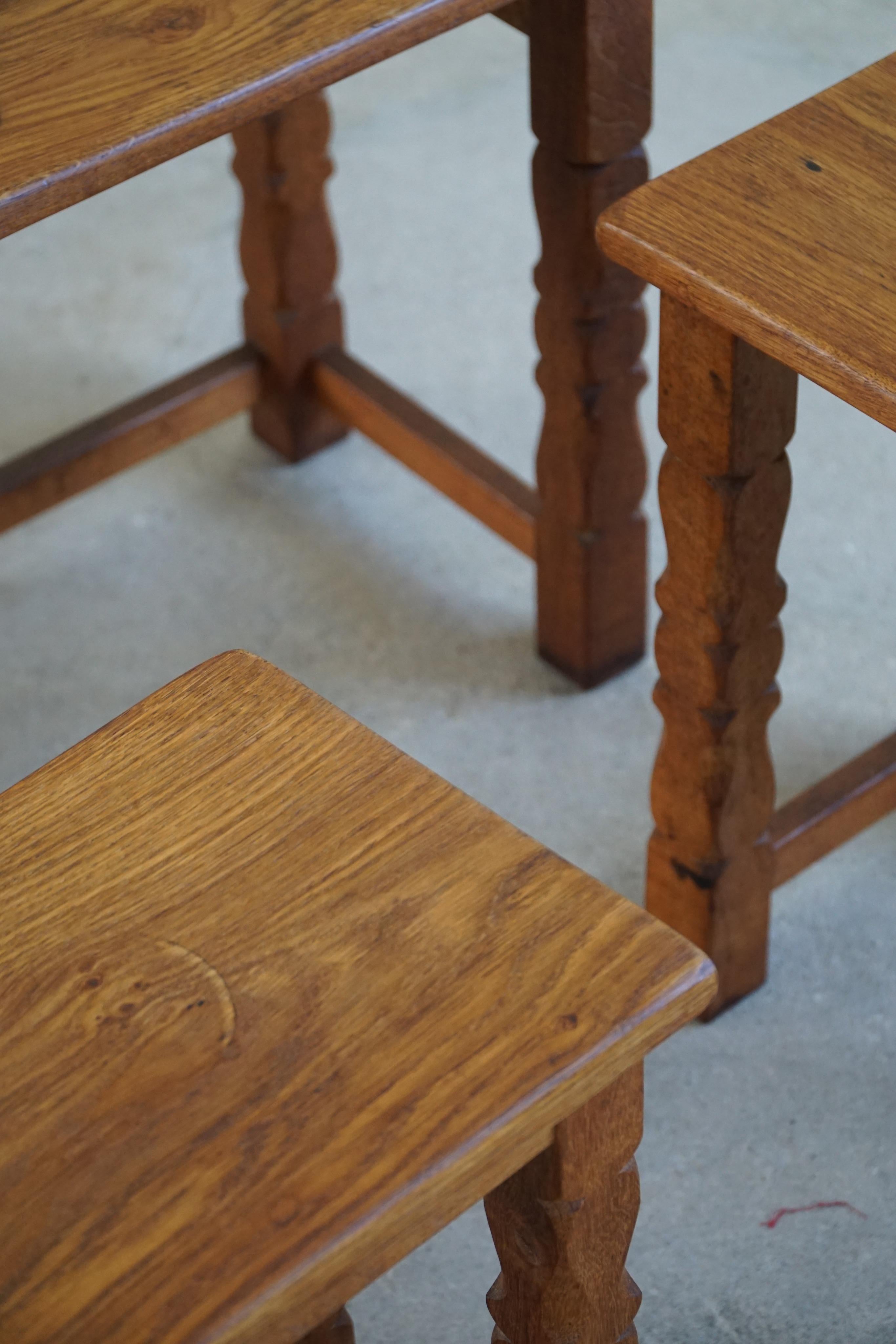 Nesting Tables in Solid Oak by a Danish Cabinetmaker, 1960s 7