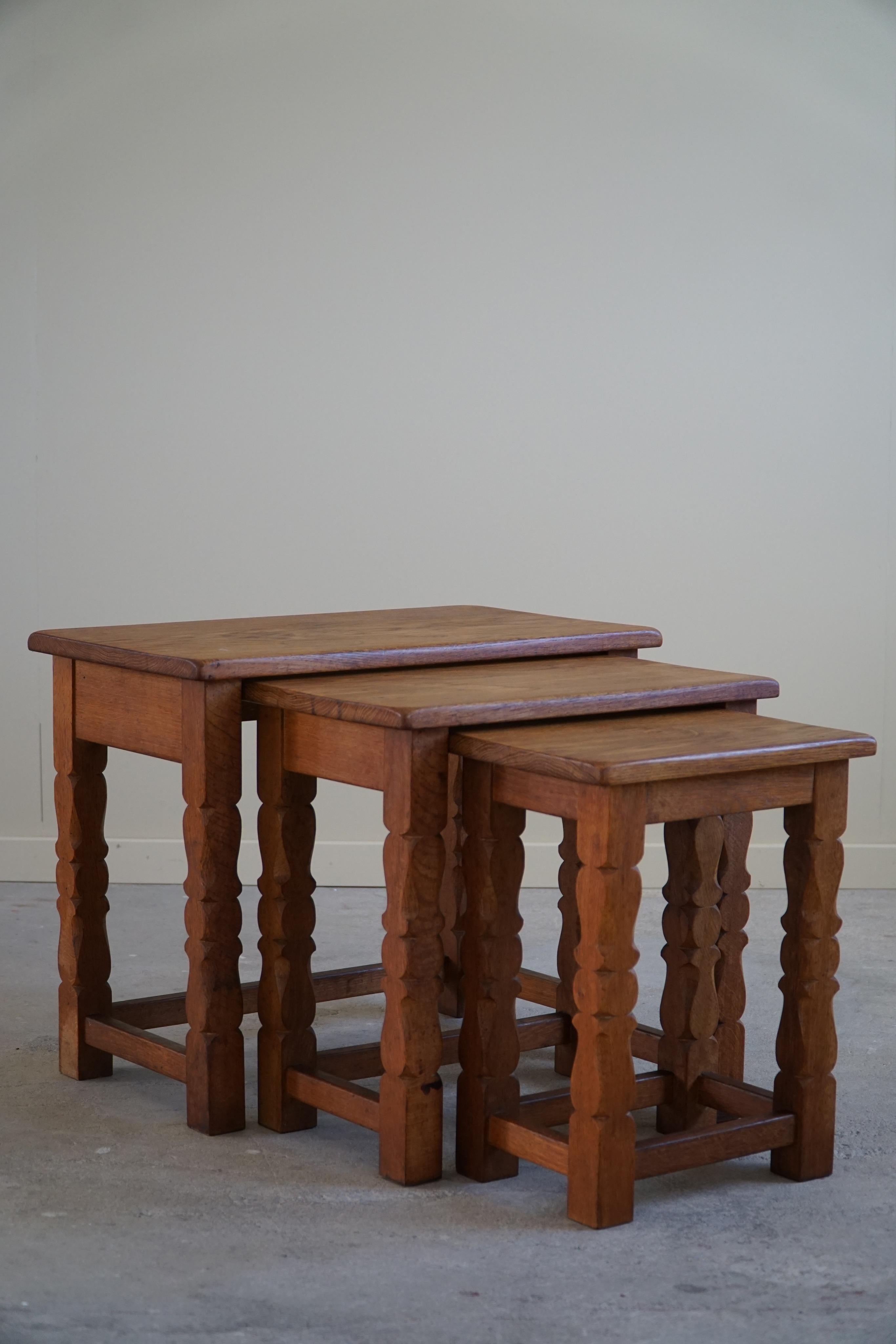 Nesting Tables in Solid Oak by a Danish Cabinetmaker, 1960s 12