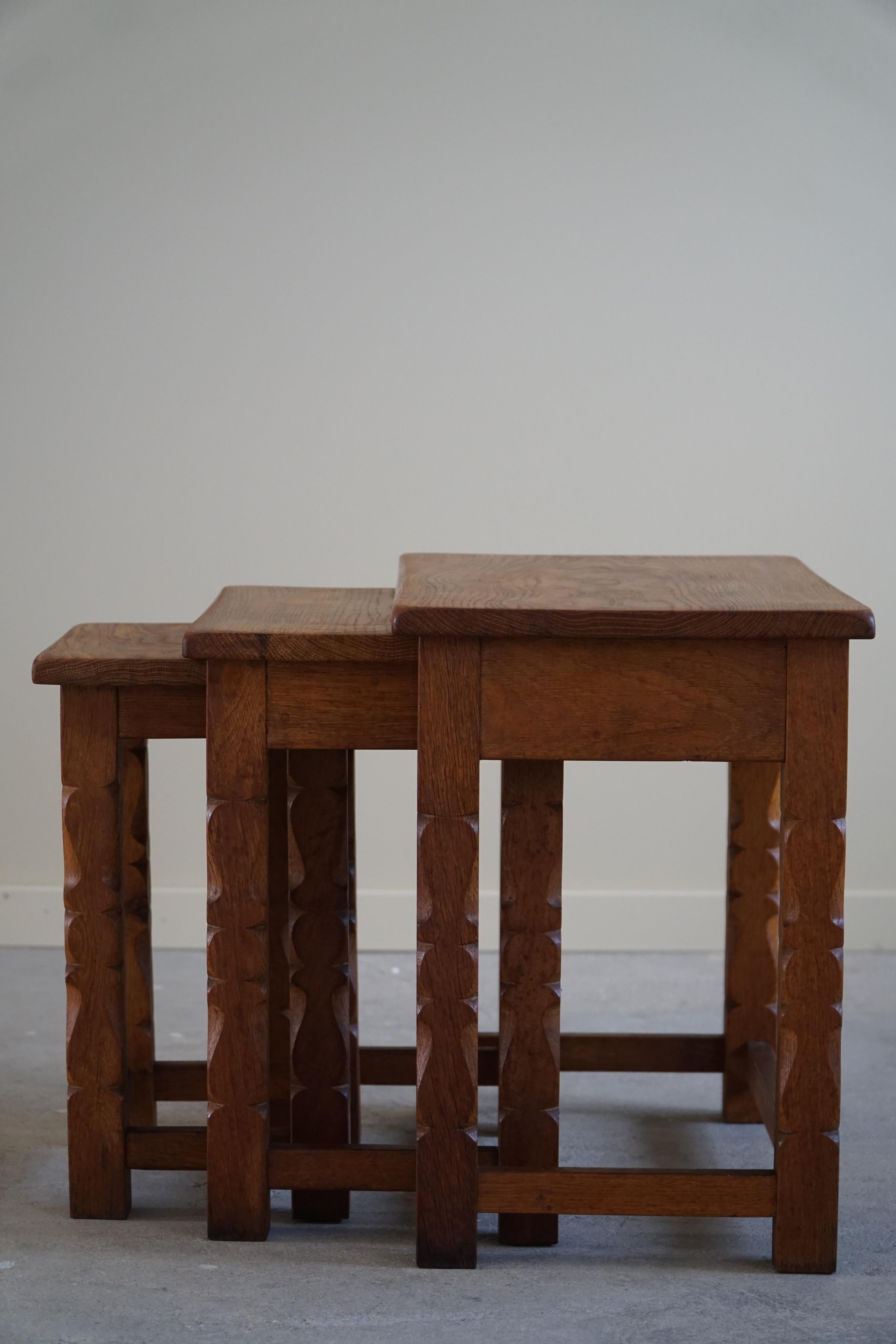 Nesting Tables in Solid Oak by a Danish Cabinetmaker, 1960s 1
