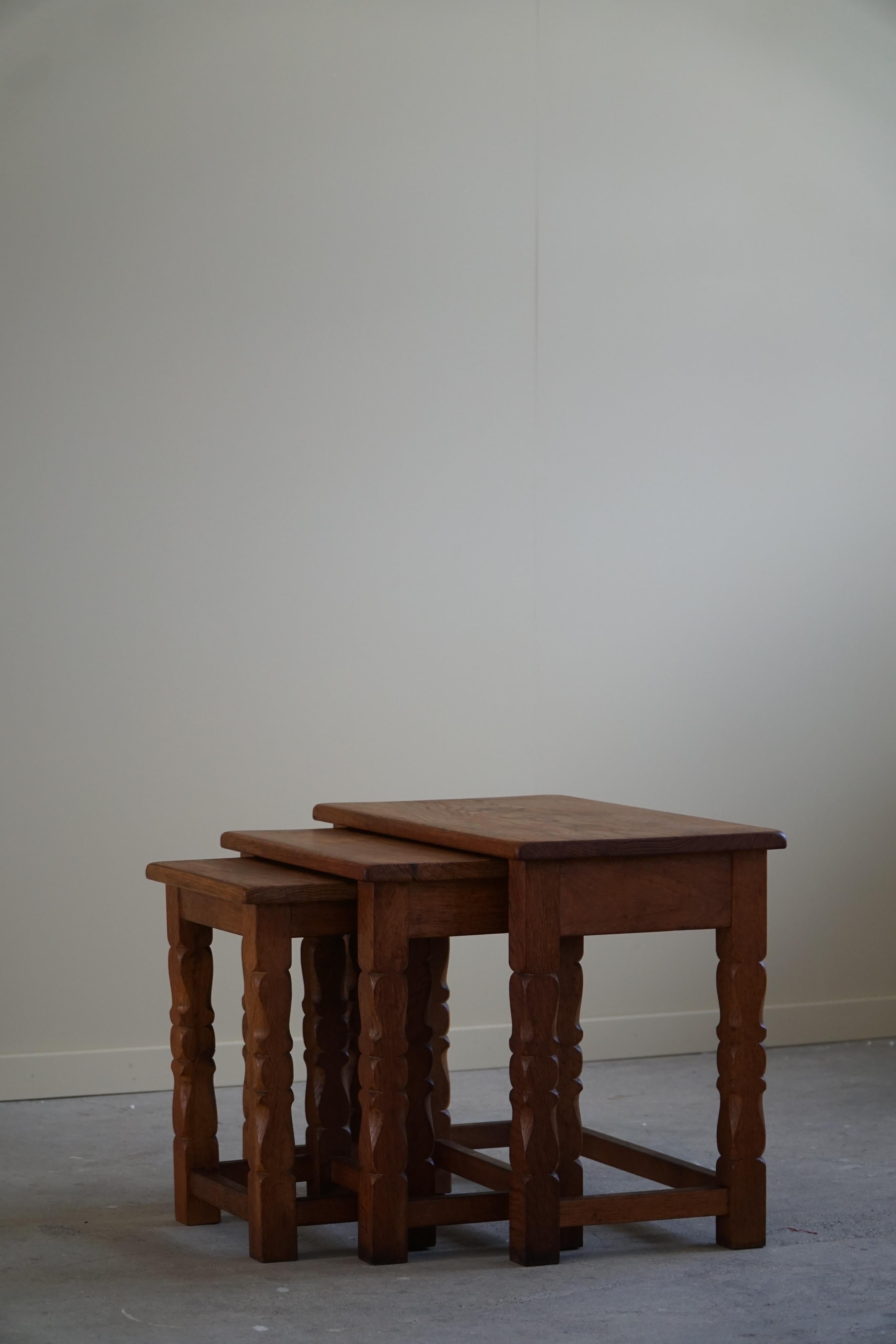 Nesting Tables in Solid Oak by a Danish Cabinetmaker, 1960s 2