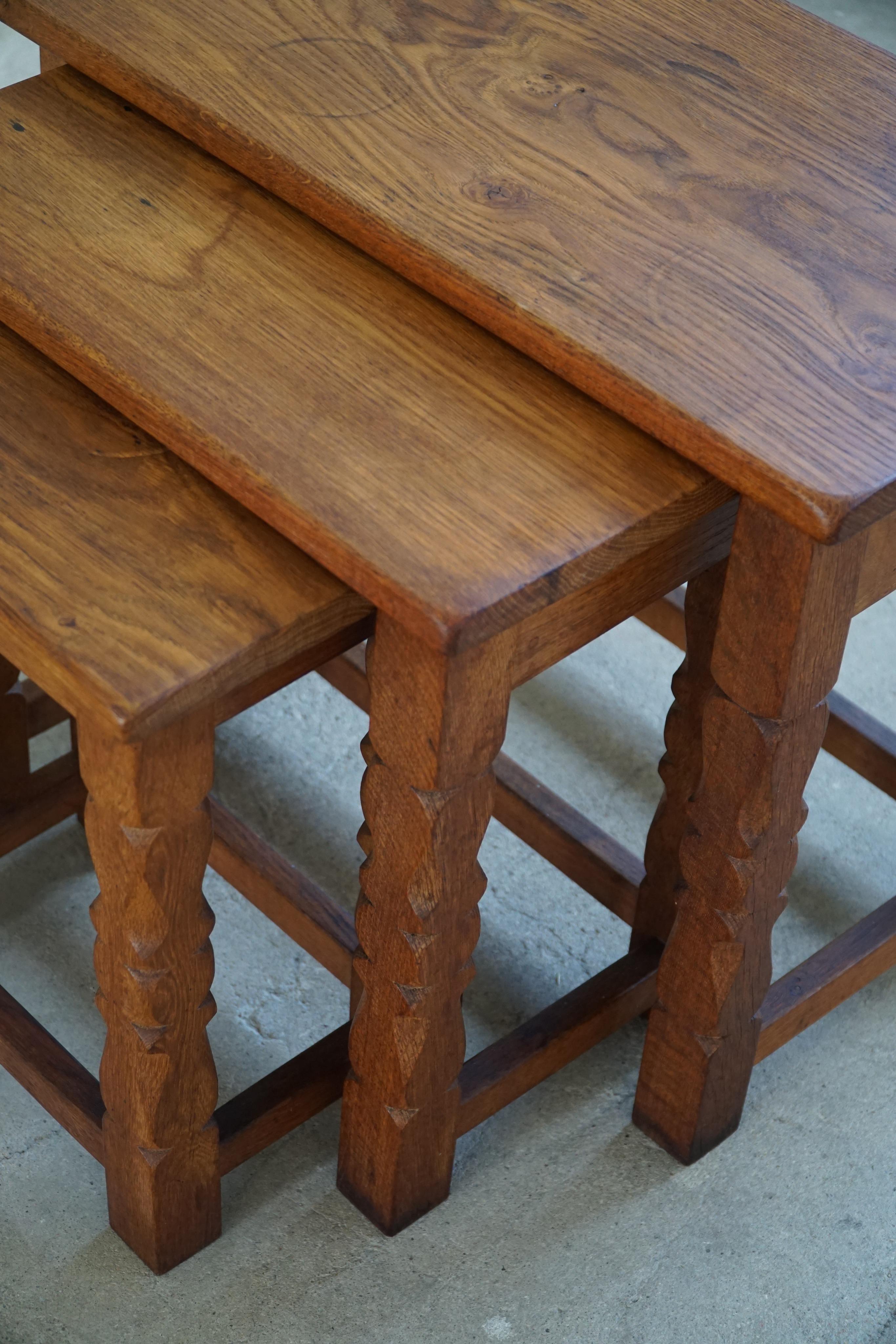 Nesting Tables in Solid Oak by a Danish Cabinetmaker, 1960s 3