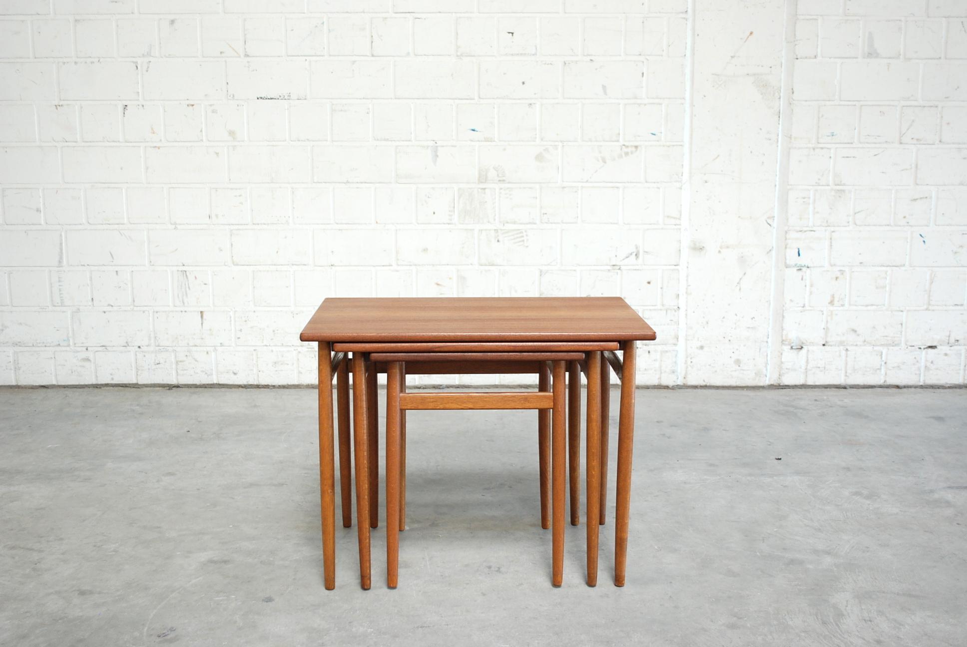 Scandinavian Modern Nesting Tables in Teak by Tove & Edvard Kindt-Larsen for Seffle For Sale