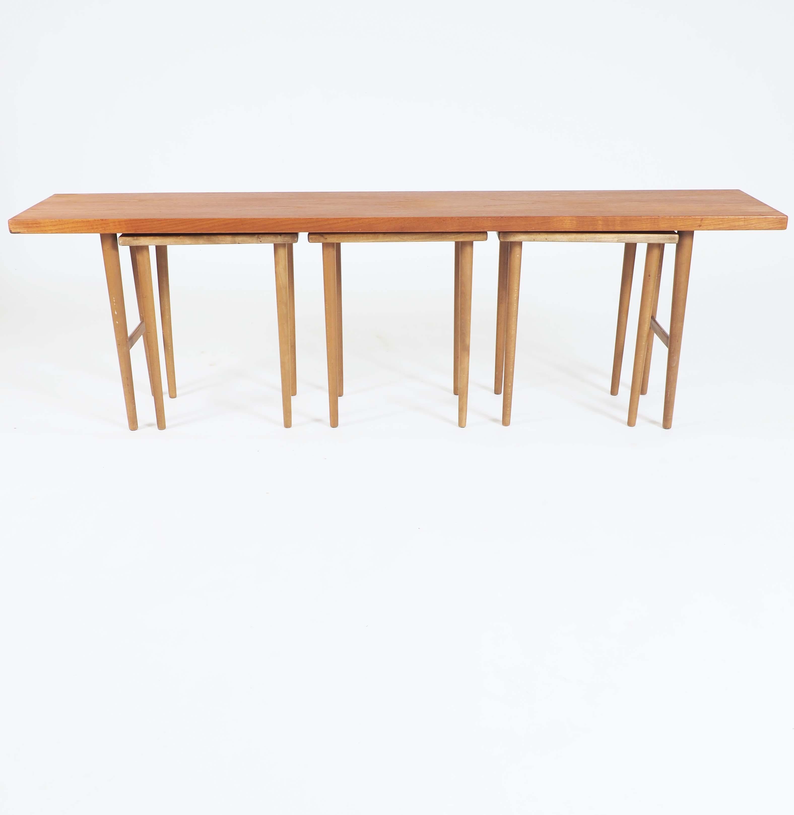 Mid-20th Century Nesting Tables in Teak Designed by Kurt Østervig for Jason, Denmark For Sale