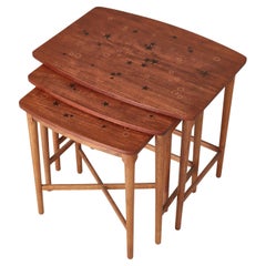 Nisttische aus Teak, Eiche und Intarsien von Svend Aage Madsen, Dänemark, 1950er Jahre