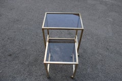 Nesting Tables Italian Design 1970 in Solid Brass with Wheels