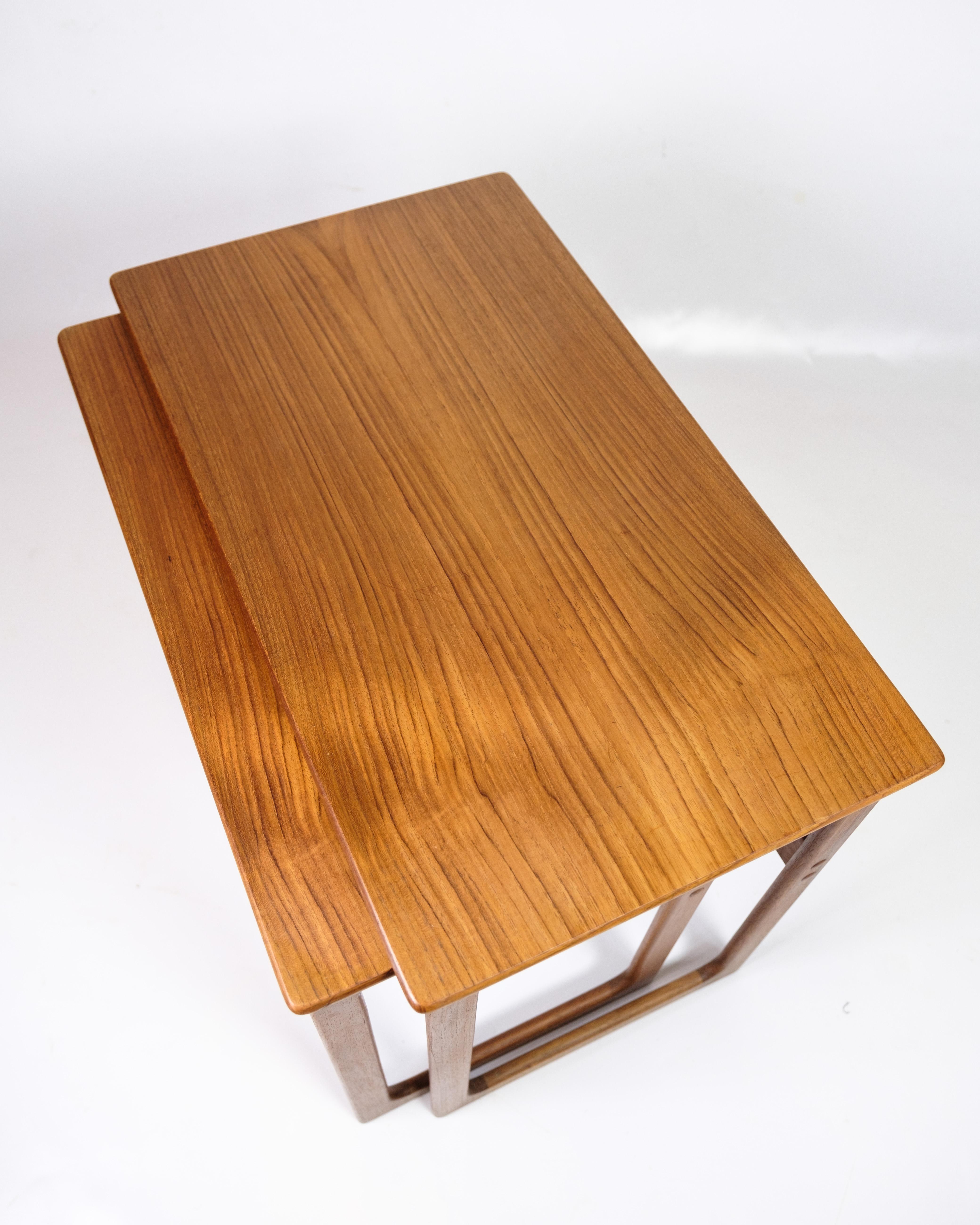 Danish Nesting Tables Model 219 Made In Teak By Johannes Andersen & Illum Wikkelsø For Sale