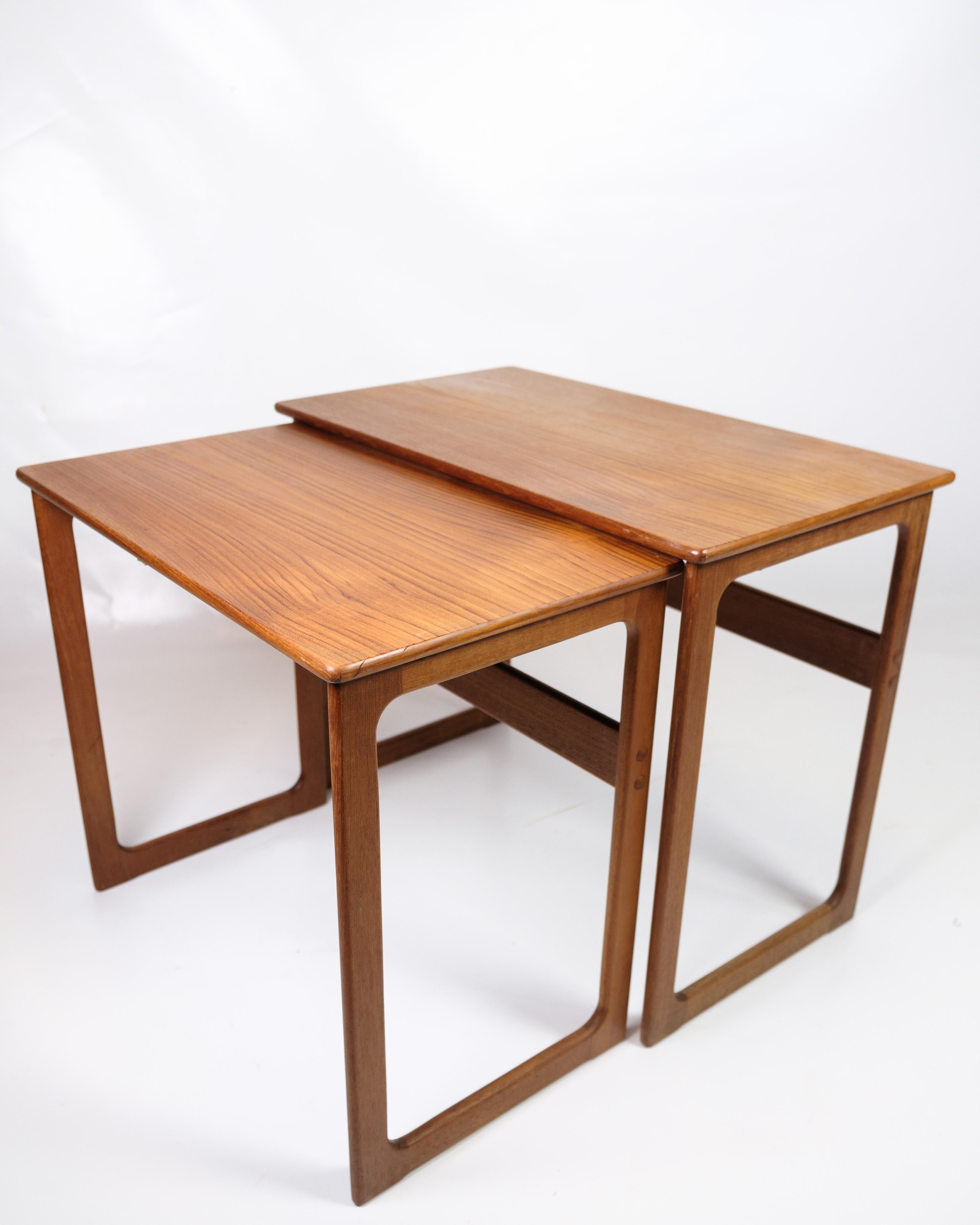 Mid-20th Century Nesting Tables Model 219 Made In Teak By Johannes Andersen & Illum Wikkelsø For Sale