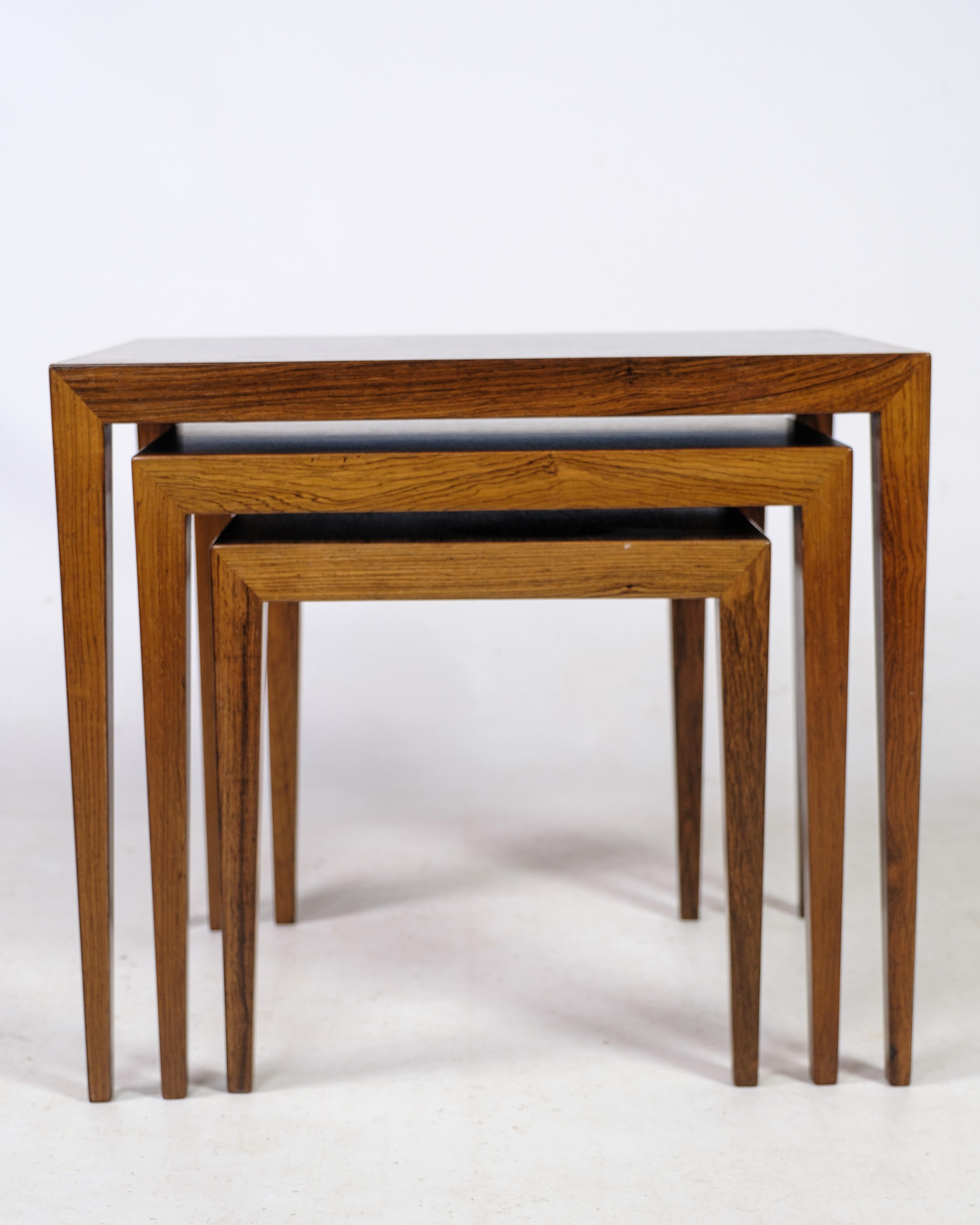 Nesting Tables Made In Rosewood By Severin Hansen, Haslev Møbelfabrik, 1960 For Sale 10