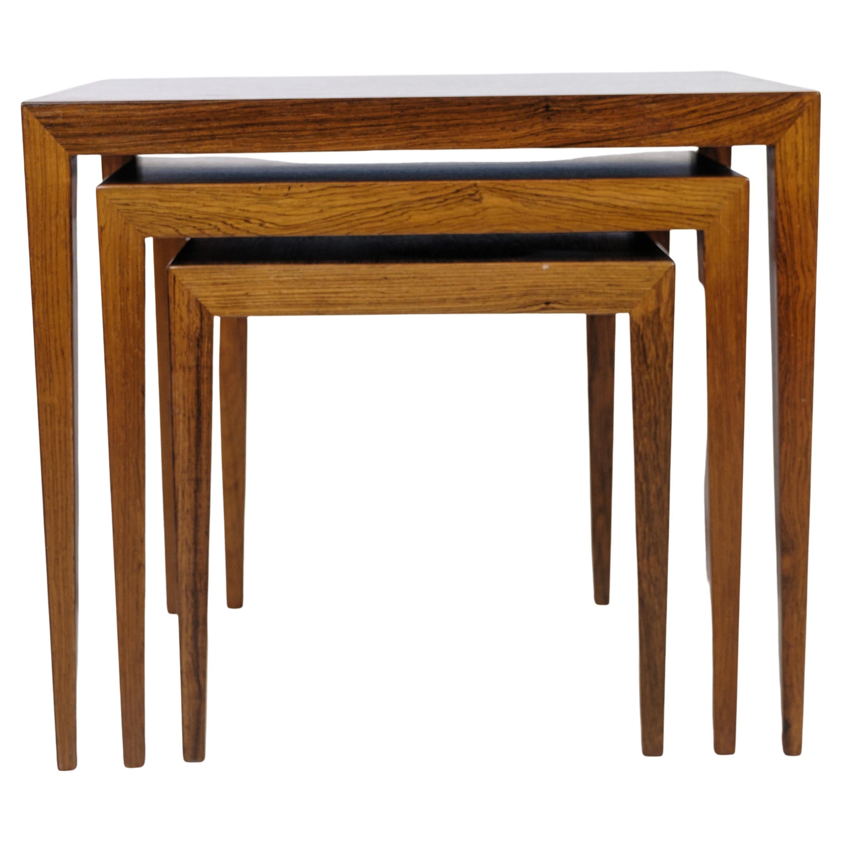 Nesting Tables Made In Rosewood By Severin Hansen, Haslev Møbelfabrik, 1960