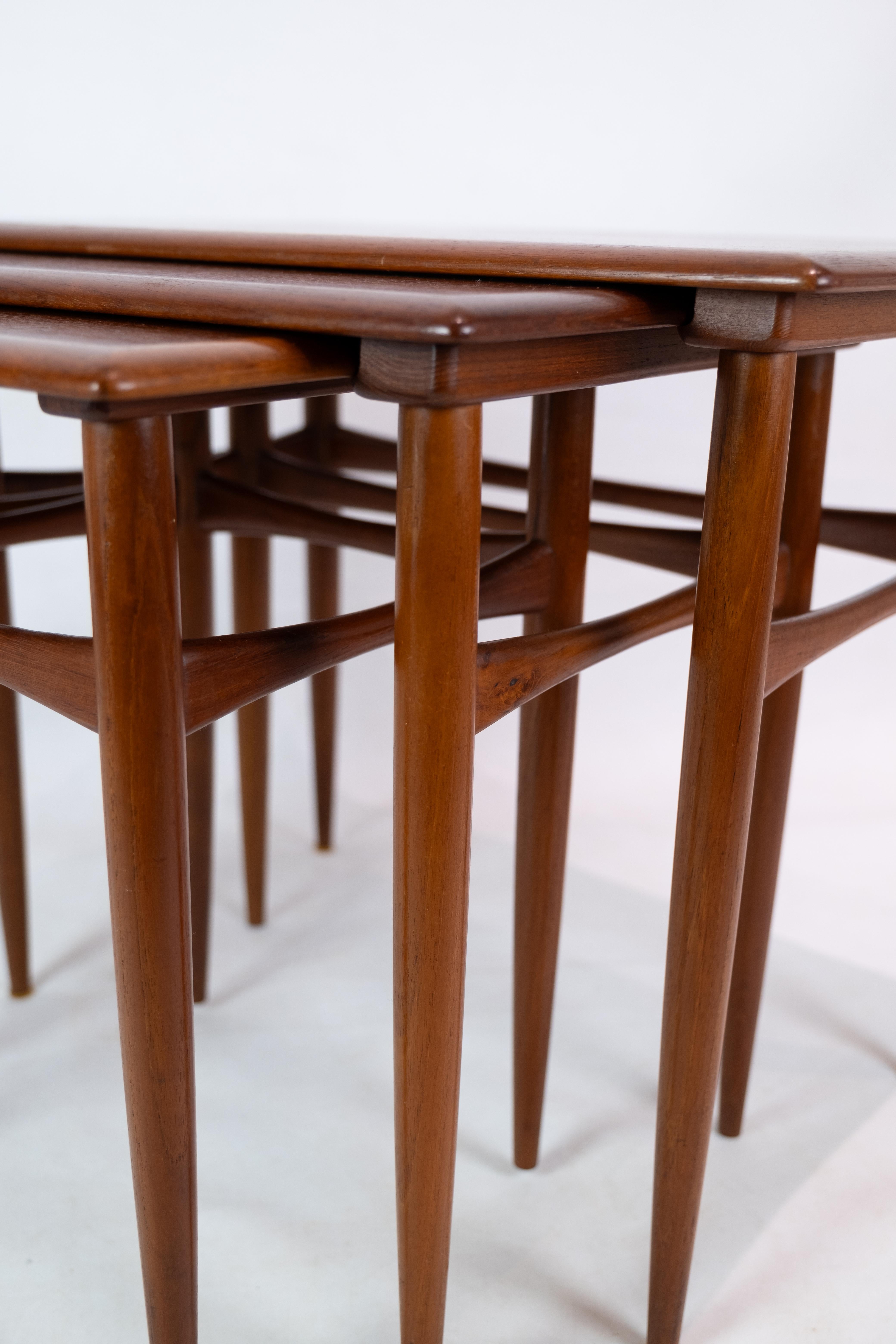Mid-20th Century Nesting Tables / Stacking Tables of Danish Design in Teak Wood From The 1960's  For Sale