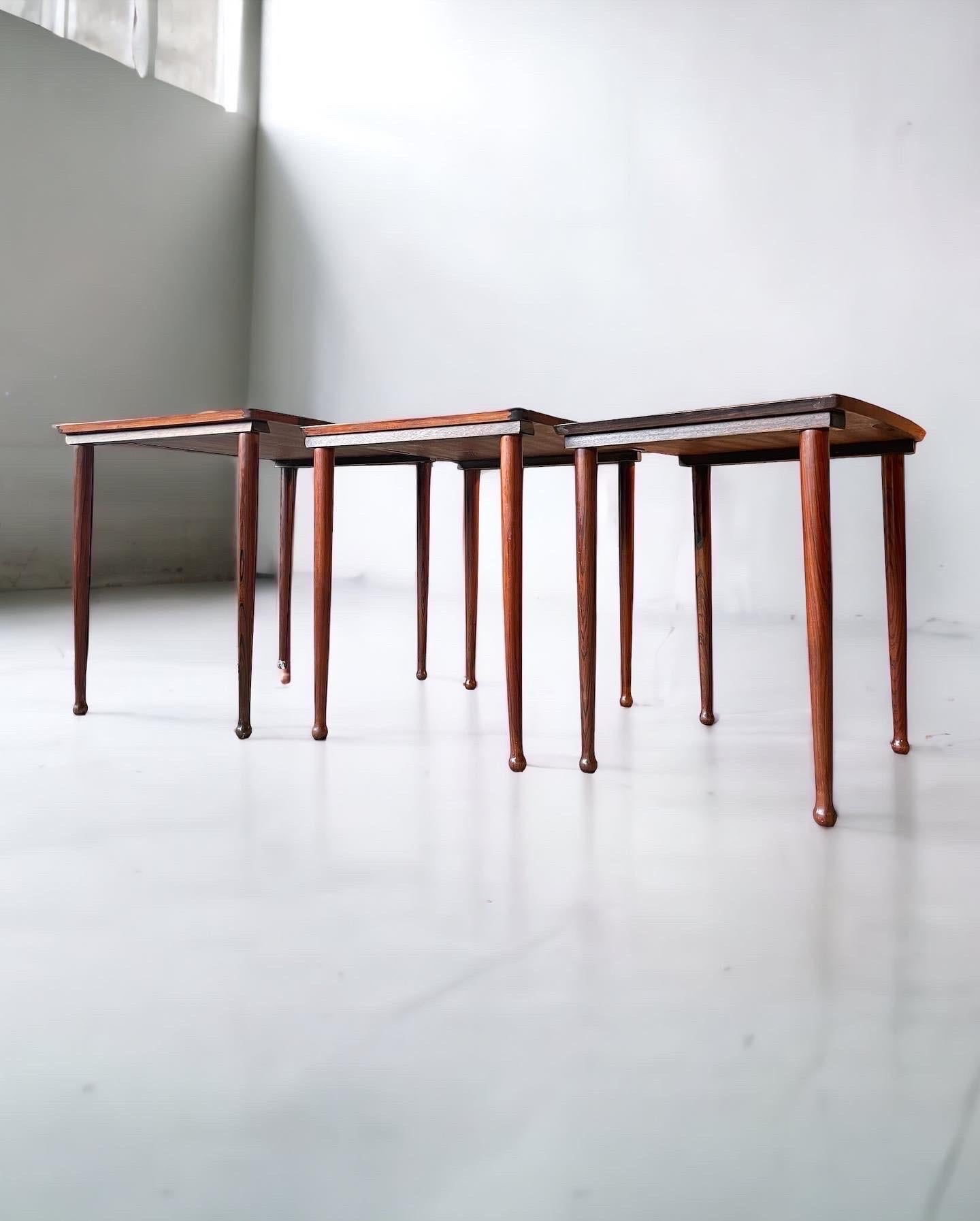 Nesting Tables with Drumstick Legs by Jørgen Aakjær Jørgensen, Denmark, 1960s 2