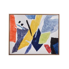 Acuarela abstracta sobre papel, enmarcada y colocada sobre lienzo, de Nestle Lister.