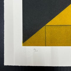 Néstor Arenas, ¨Estructura amarilla I¨, 2021, Aguafuerte, 21,3x27,2 pulg.