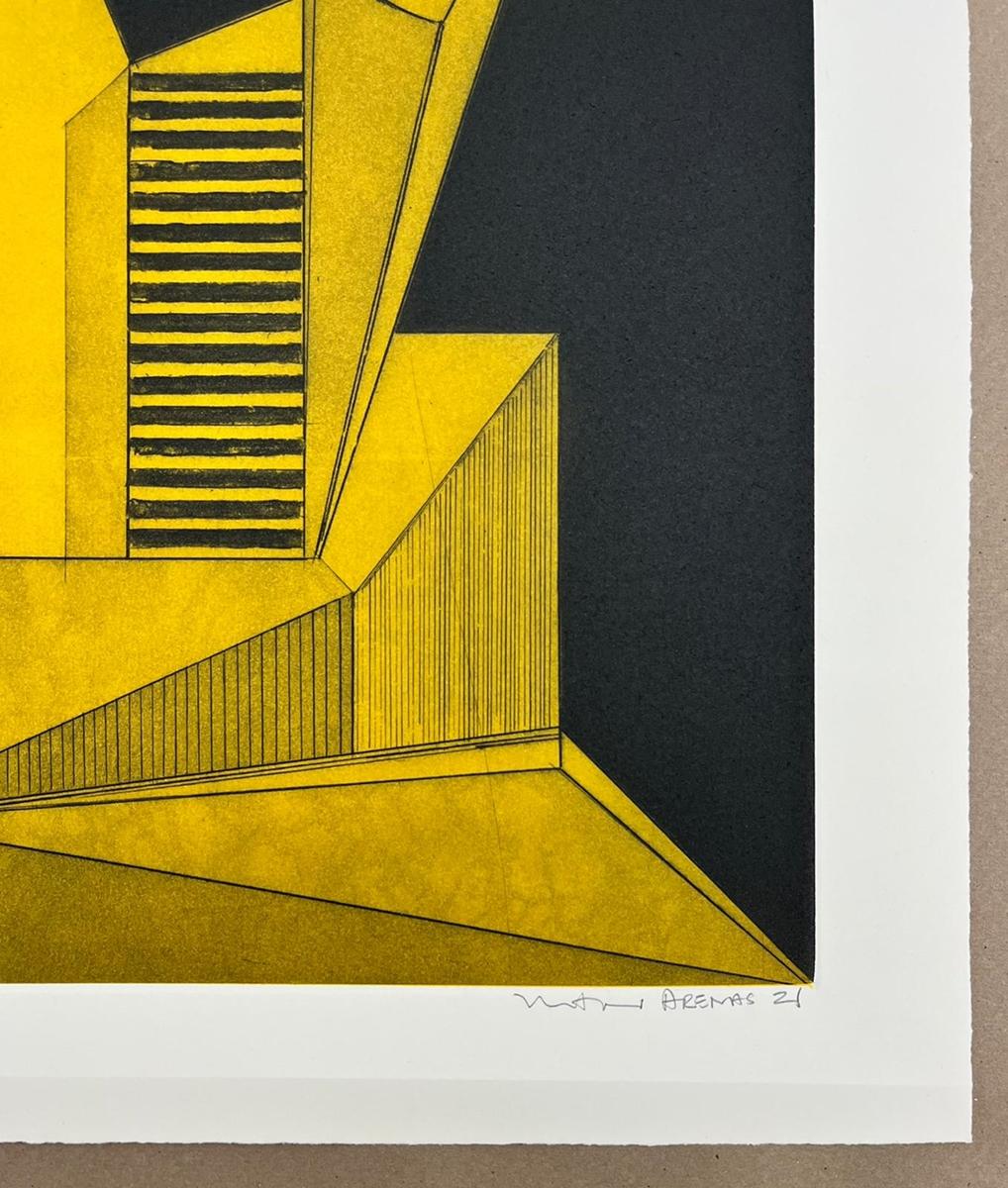 Nestor Arenas, ¨Yellow Structure I¨, 2021, Etching, 21.3x27.2 in For Sale 3