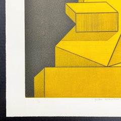 Nestor Arenas, ¨Yellow Structure II¨, 2021, Etching, 27.2x21.3 in