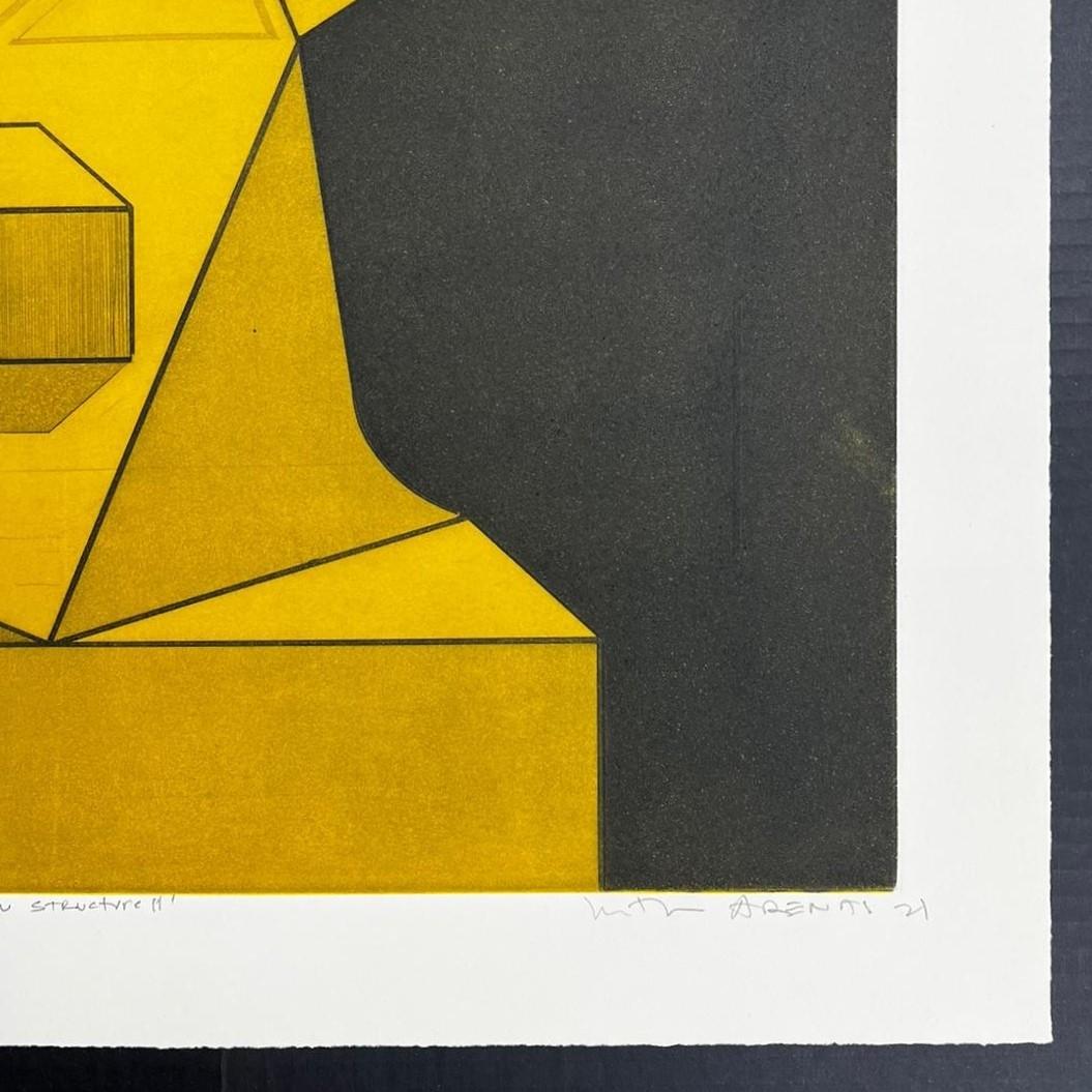 Nestor Arenas, ¨Yellow Structure II¨, 2021, Etching, 27.2x21.3 in For Sale 2