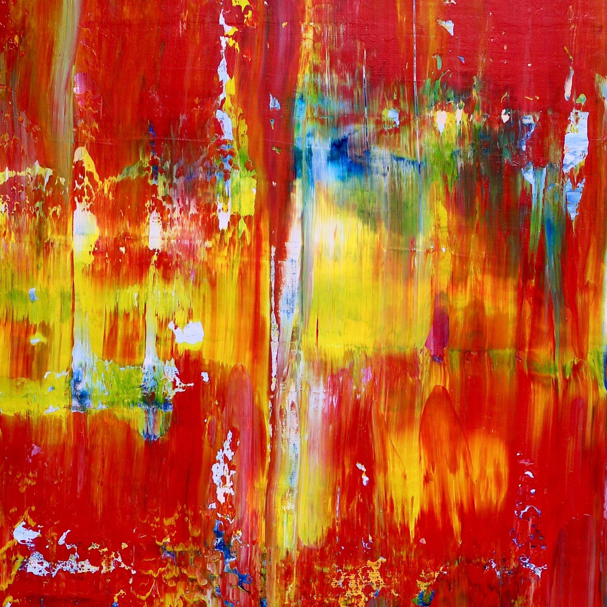 A Fuego! ( fusion du feu), supports mixtes sur toile - Abstrait Mixed Media Art par Nestor Toro