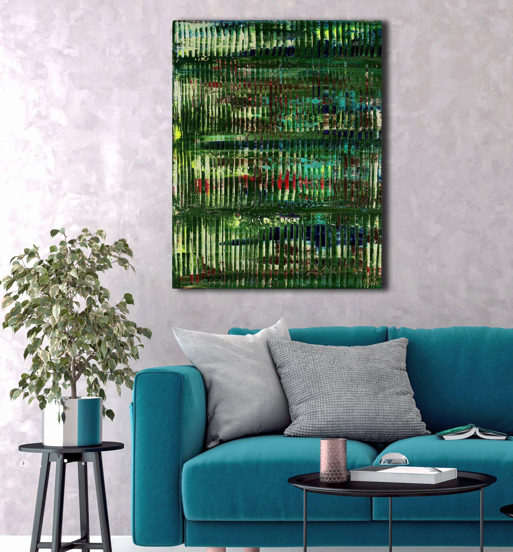 abstract nature inspired painting  acrylic on canvas    This artwork was created layering and blending thin layers of Burnt sienna, blue, white, colors of nature.    Ready to hang    I include a certificate of authenticity that lists the materials