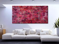 Bright pink window view, Mixed Media on Canvas