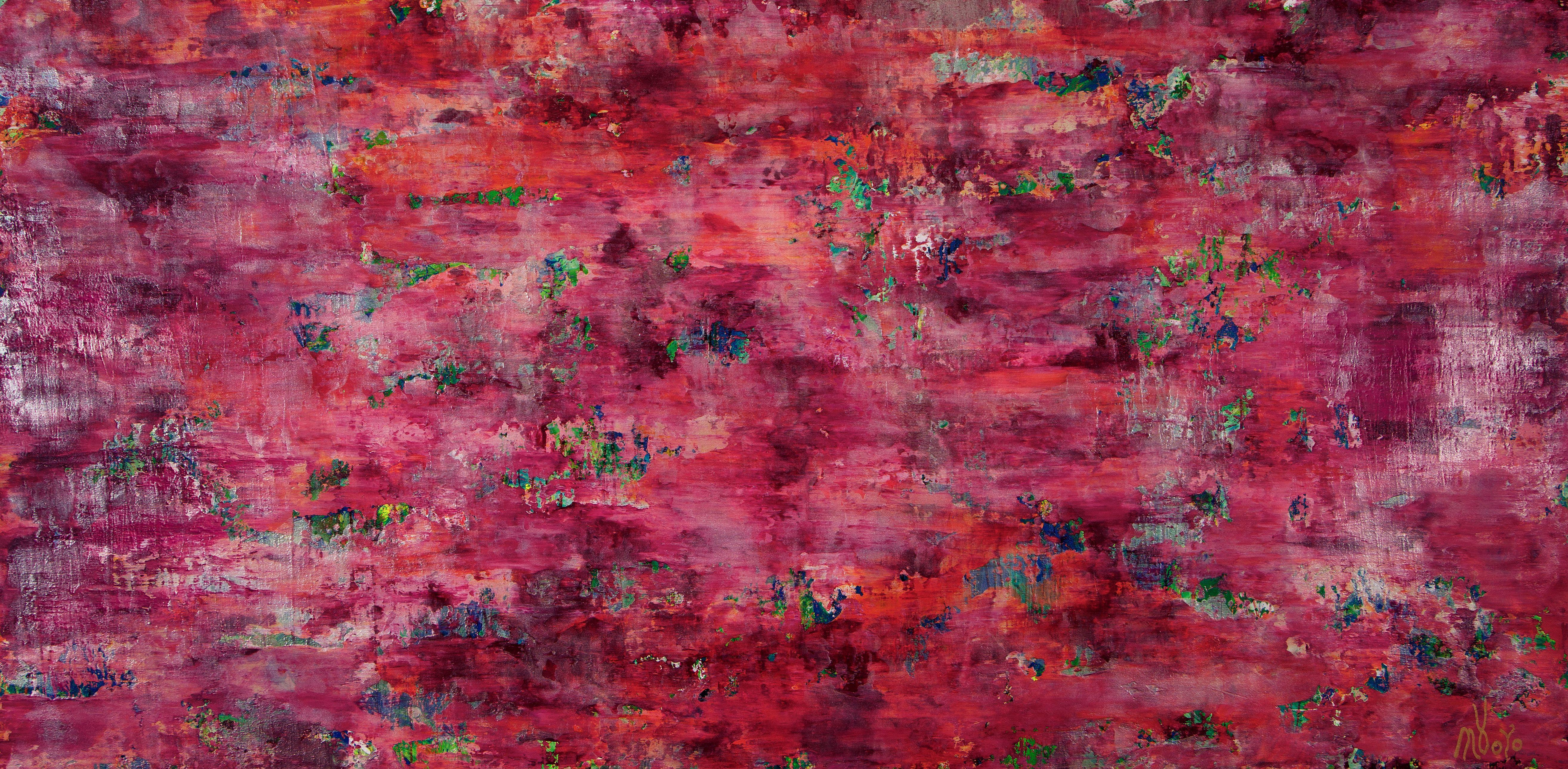 Bright pink window view, Mixed Media on Canvas - Mixed Media Art by Nestor Toro