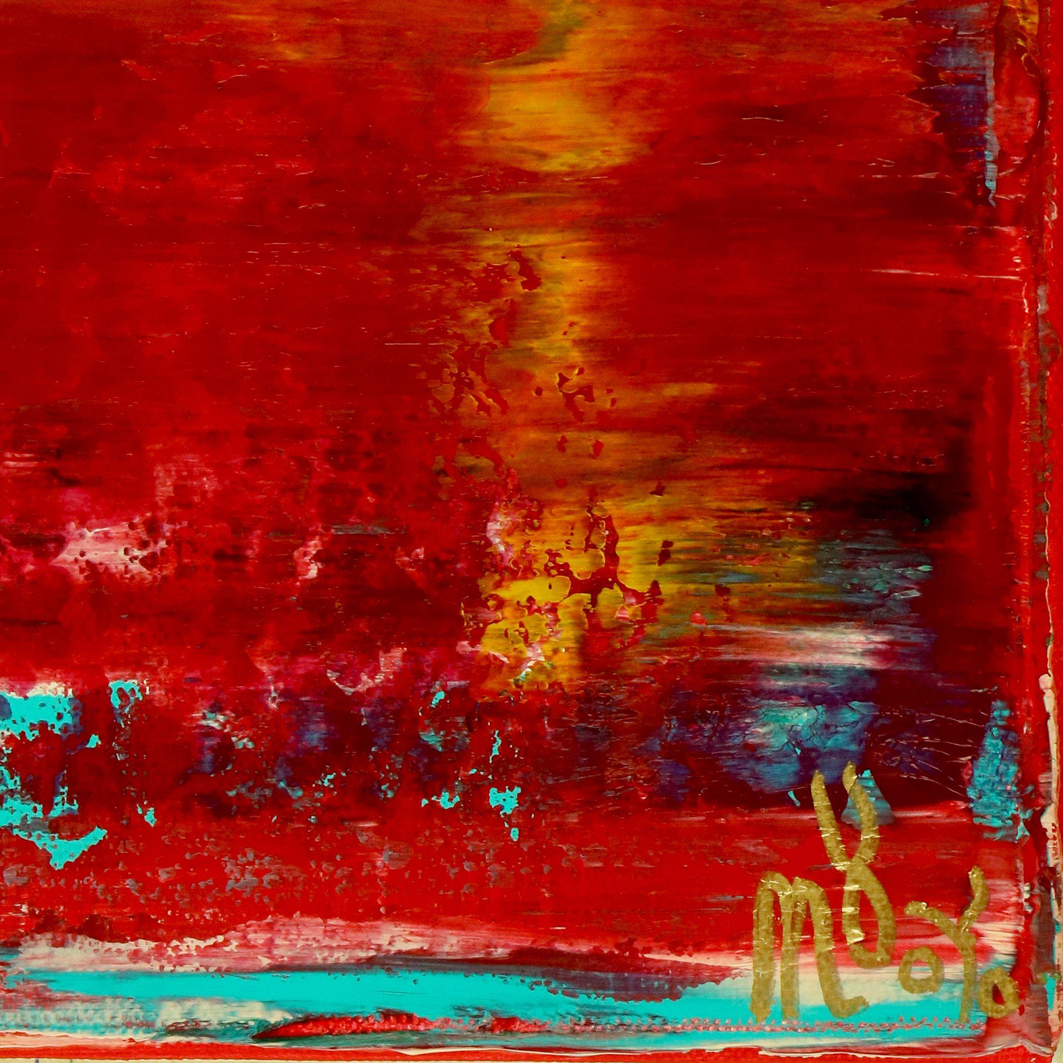 Rojo infinito (Fiery spectra) 2, Mixed Media on Canvas - Abstract Mixed Media Art by Nestor Toro