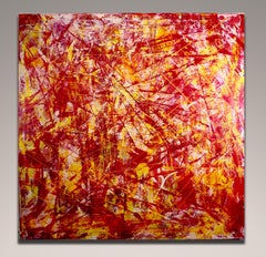 1000 Fächer (orangefarbene Abmessungen), Gemälde, Acryl auf Leinwand