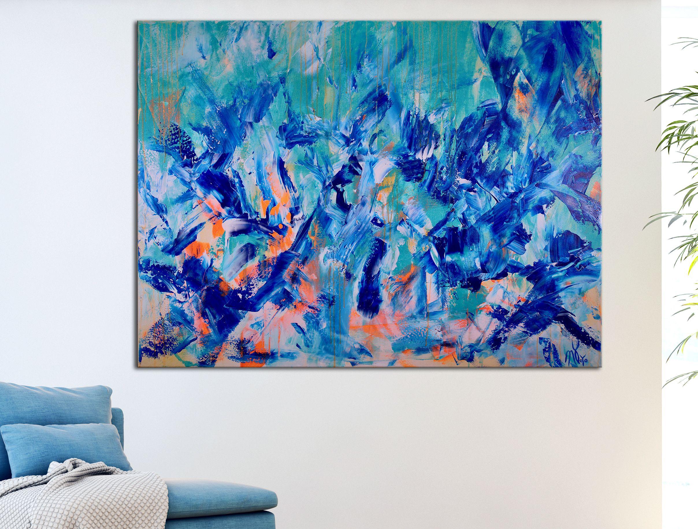 A closer Look (Open Skies), Painting, Acrylic on Canvas - Blue Abstract Painting by Nestor Toro