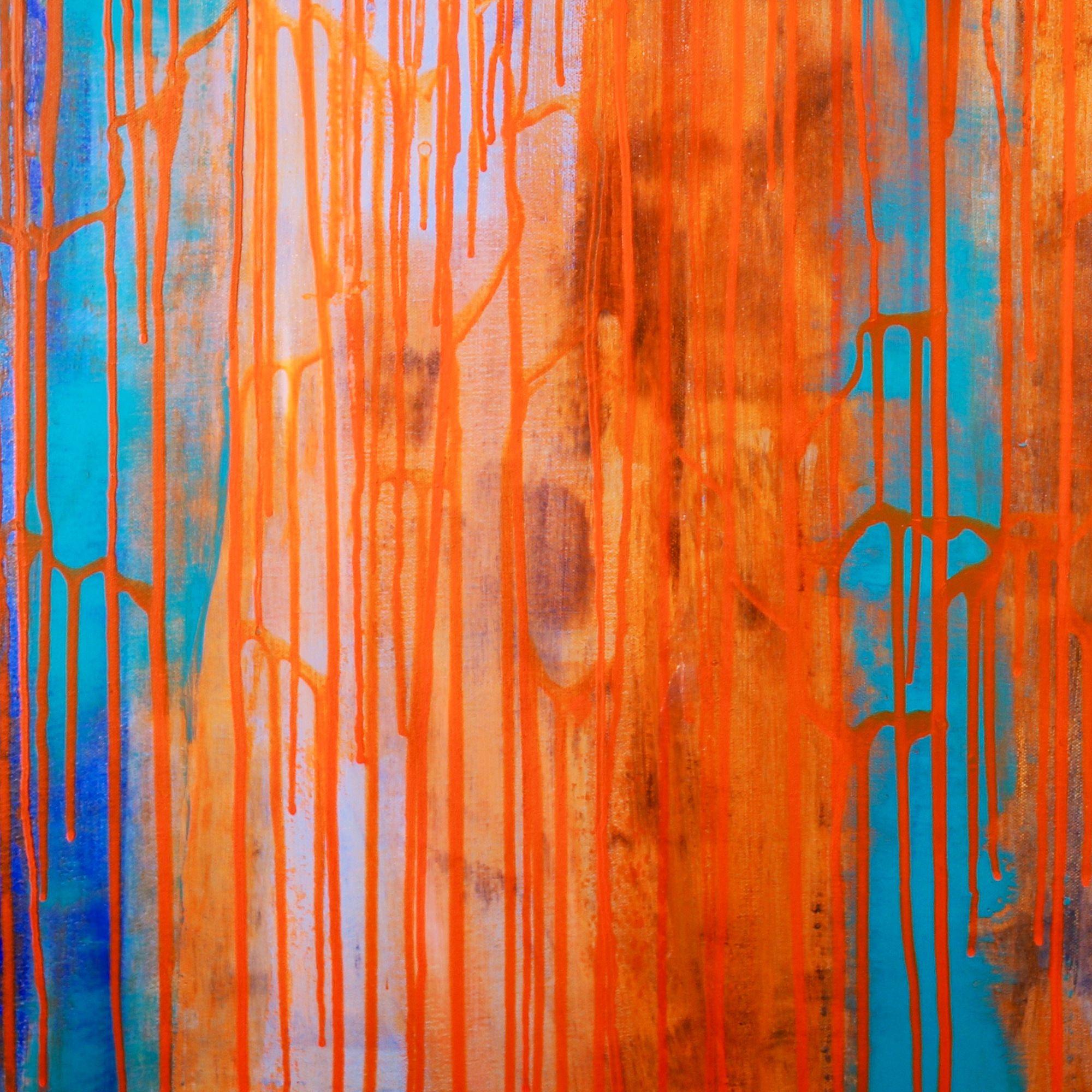 Uno sguardo più ravvicinato (Spettri ottici), Pittura, Acrilico su tela - Abstract Painting Arancia di Nestor Toro