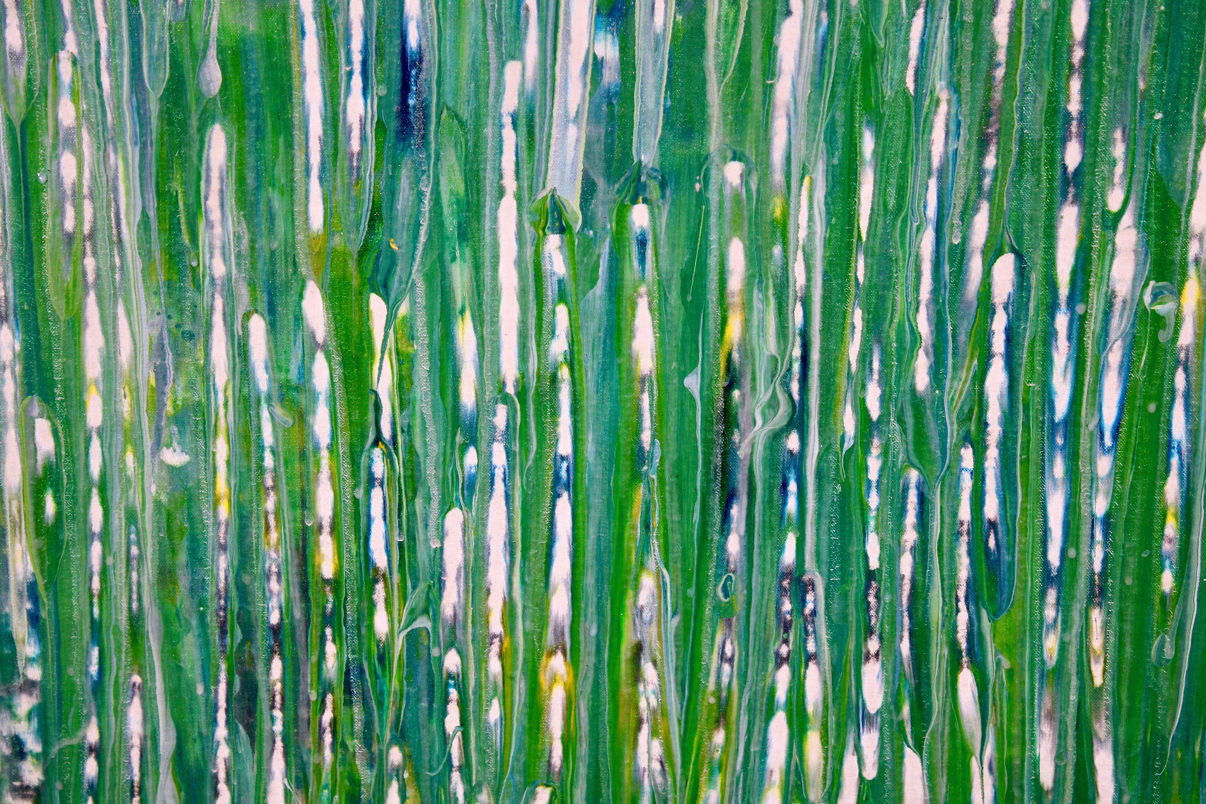 A closer look - Shimmering forest, Painting, Acrylic on Canvas - Blue Abstract Painting by Nestor Toro