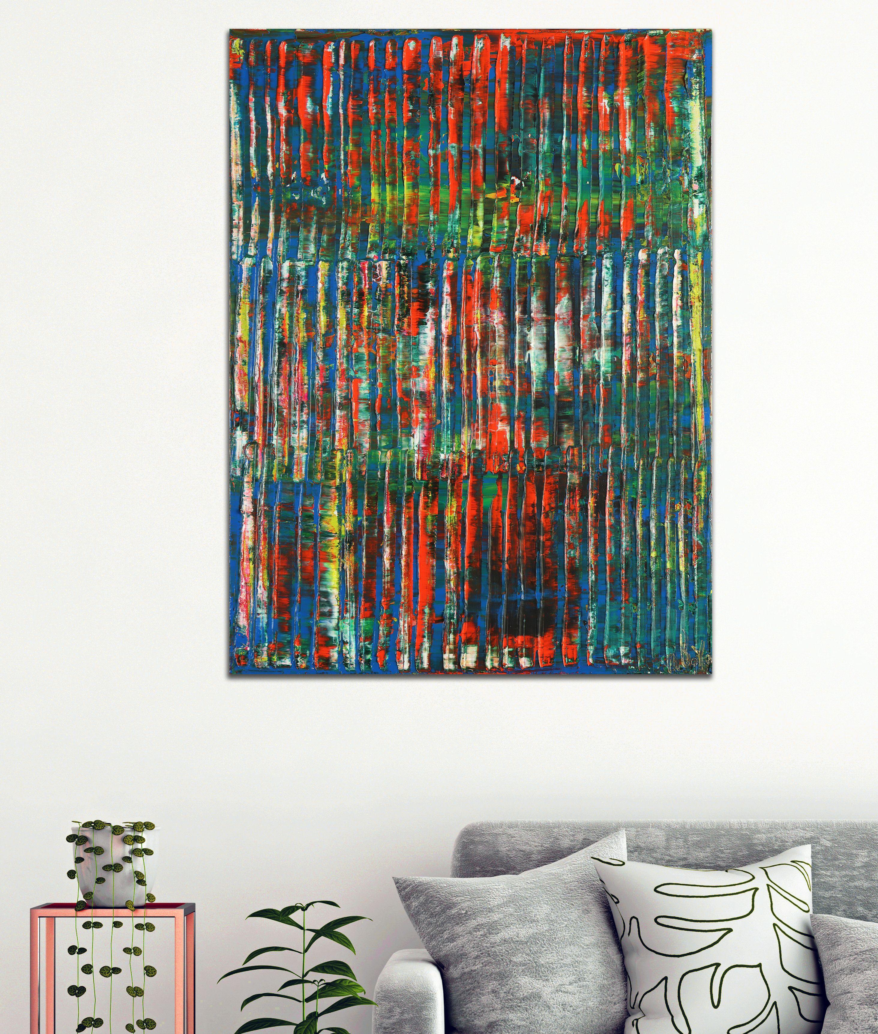 abstract painting  acrylic on canvas    This artwork was created layering and blending many layers of bright bold colors lots of texture.    Ready to hang    I include a certificate of authenticity that lists the materials as well as when the