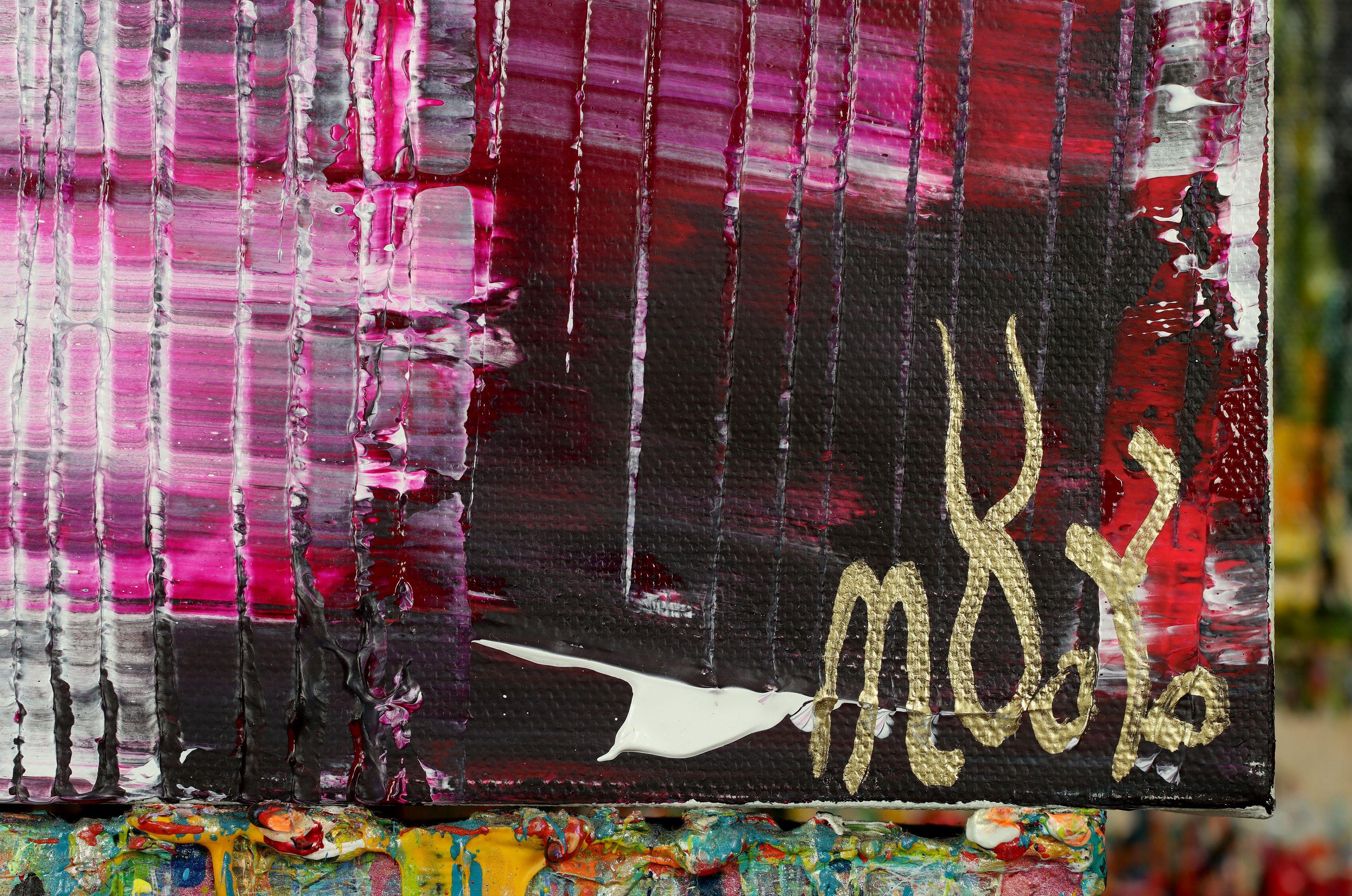 pittura astratta  acrilico su tela    Questa opera d'arte è stata creata stratificando e mescolando molti strati di colori scuri e audaci, ricchi di texture. Viola, rosa, bianco.    Pronto per essere appeso    Includo un certificato di autenticità