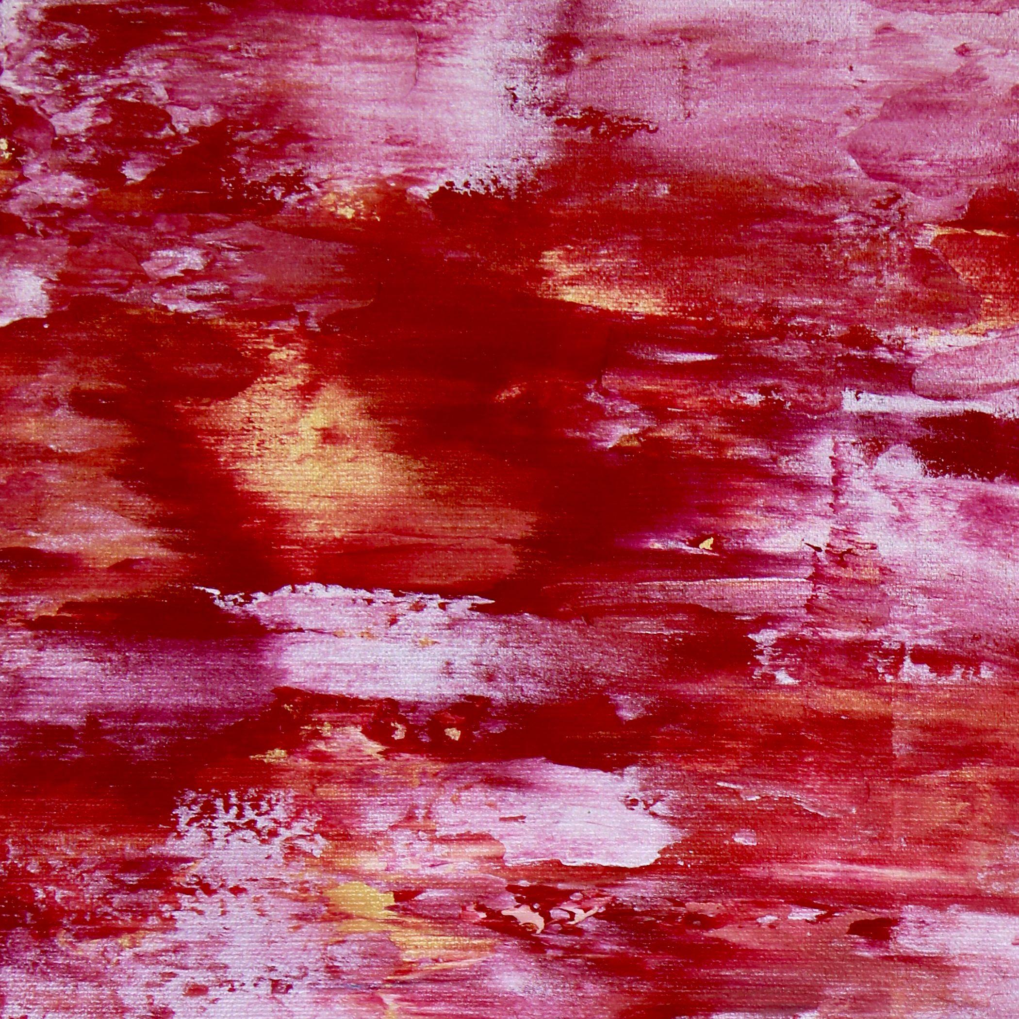 A coral sunset (Silver reflections), Painting, Acrylic on Canvas - Pink Abstract Painting by Nestor Toro