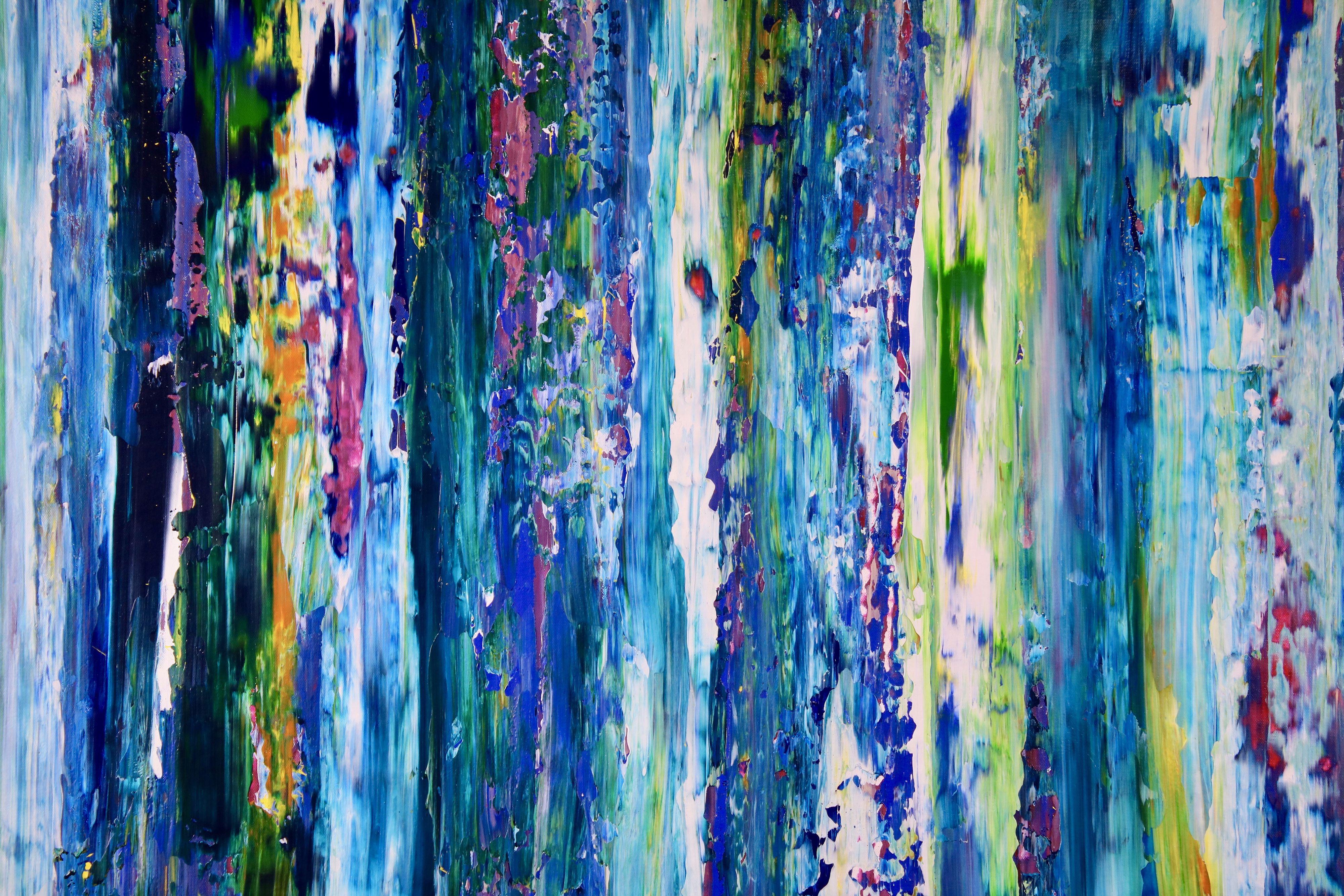 A dream in today's weather, Painting, Acrylic on Canvas - Blue Abstract Painting by Nestor Toro