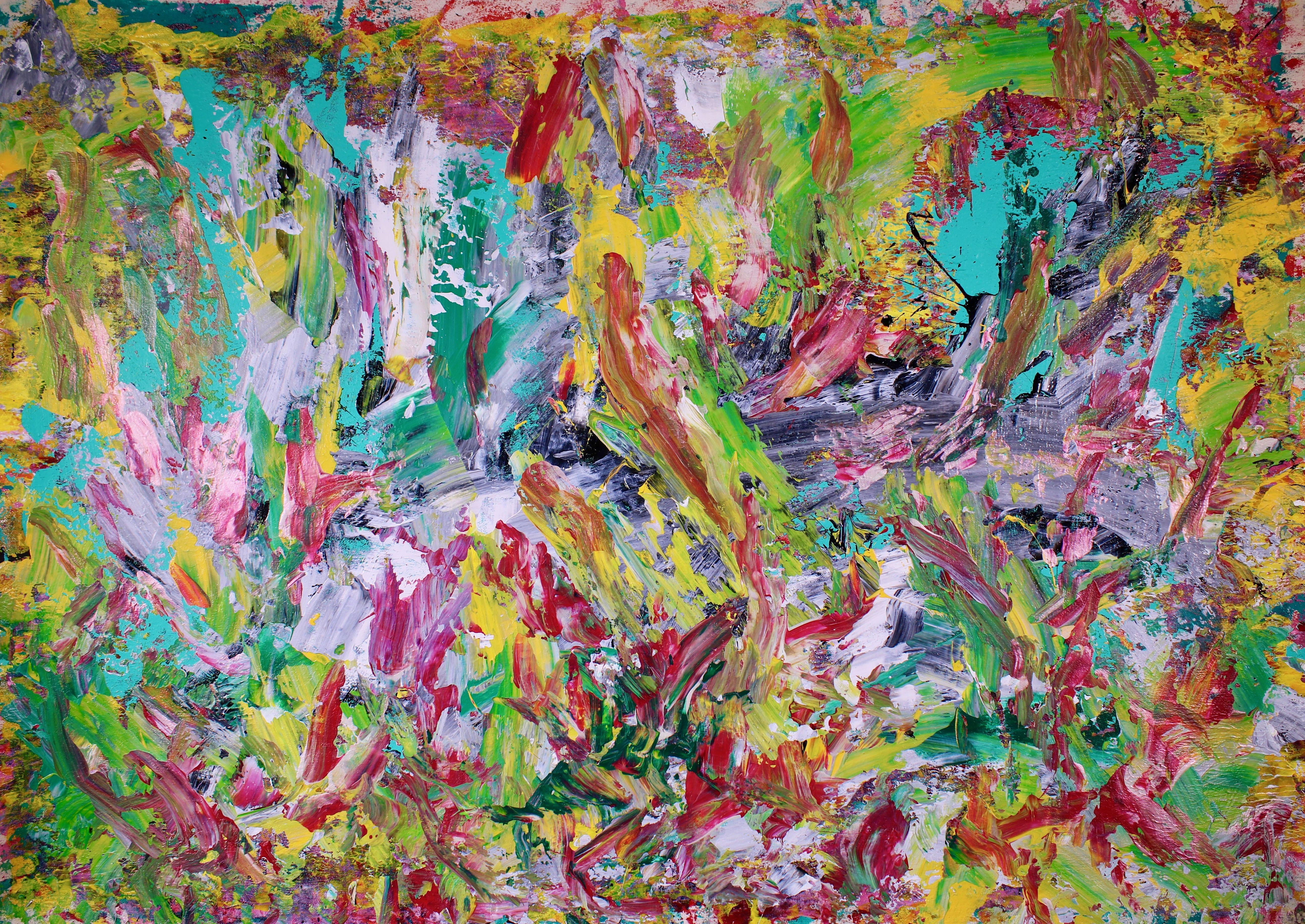 Nestor Toro Abstract Painting – Ein paar Tage im Paradies, Gemälde, Acryl auf Leinwand